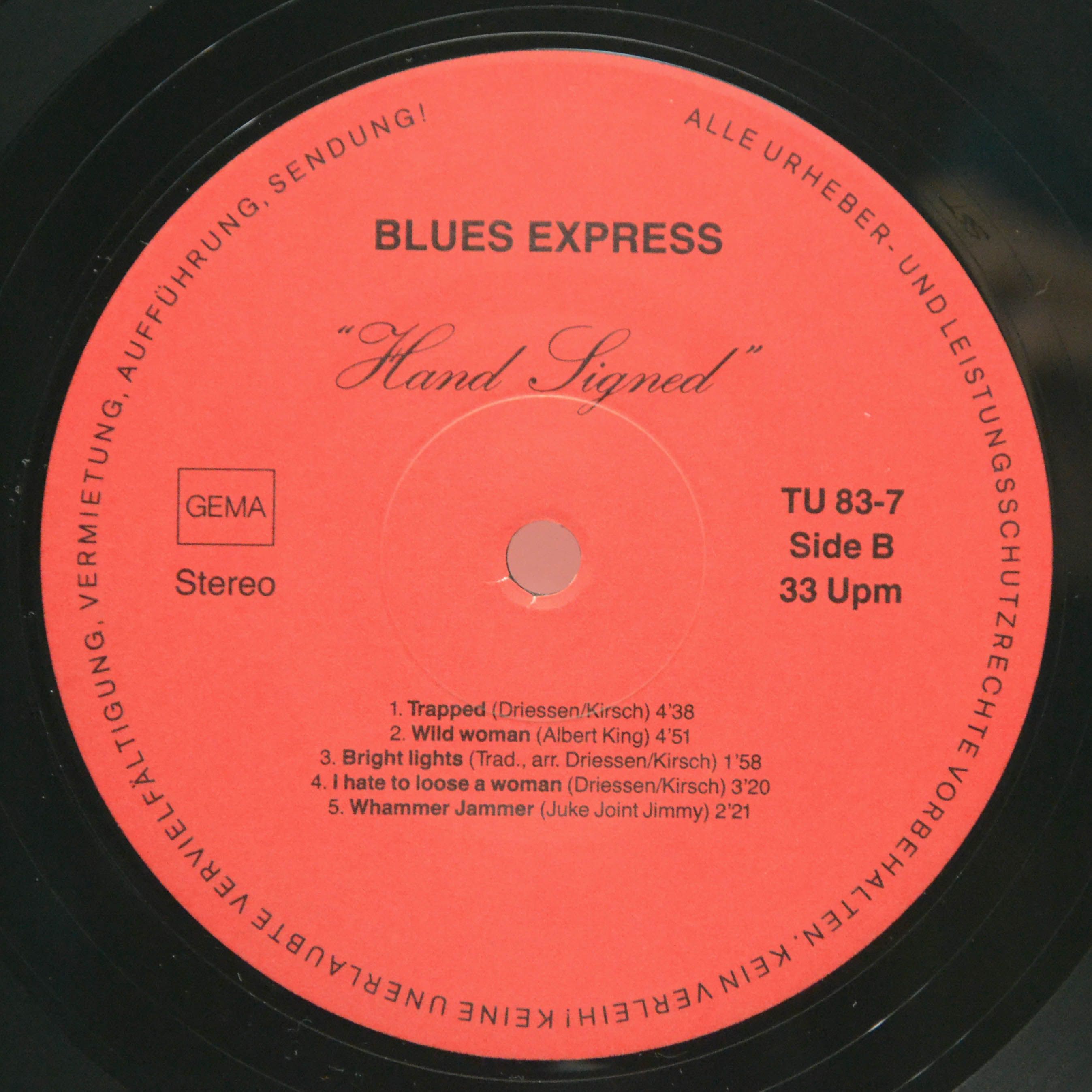 Виниловая пластинка Blues Express — Hand Signed, 1987