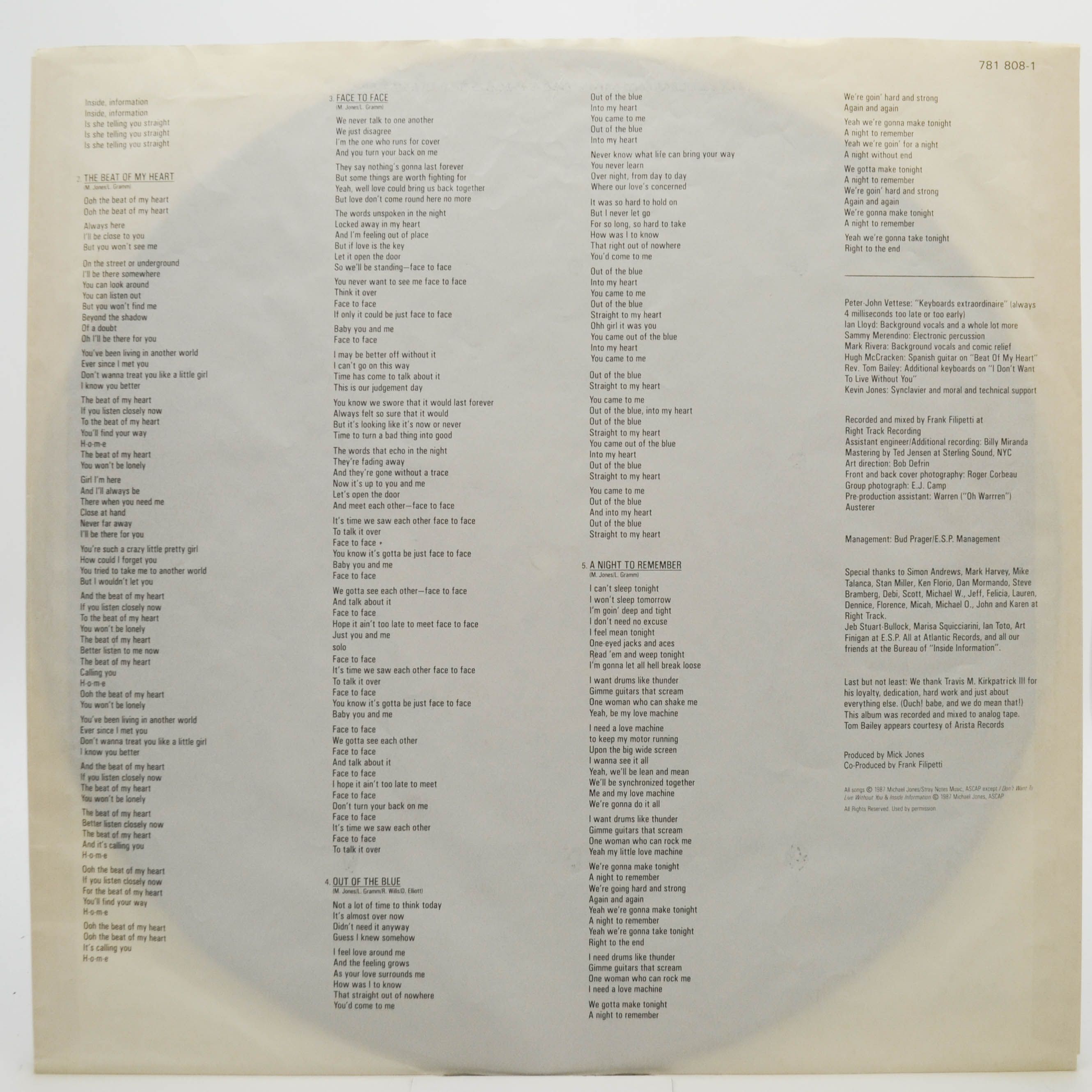 Foreigner — Inside Information, 1987