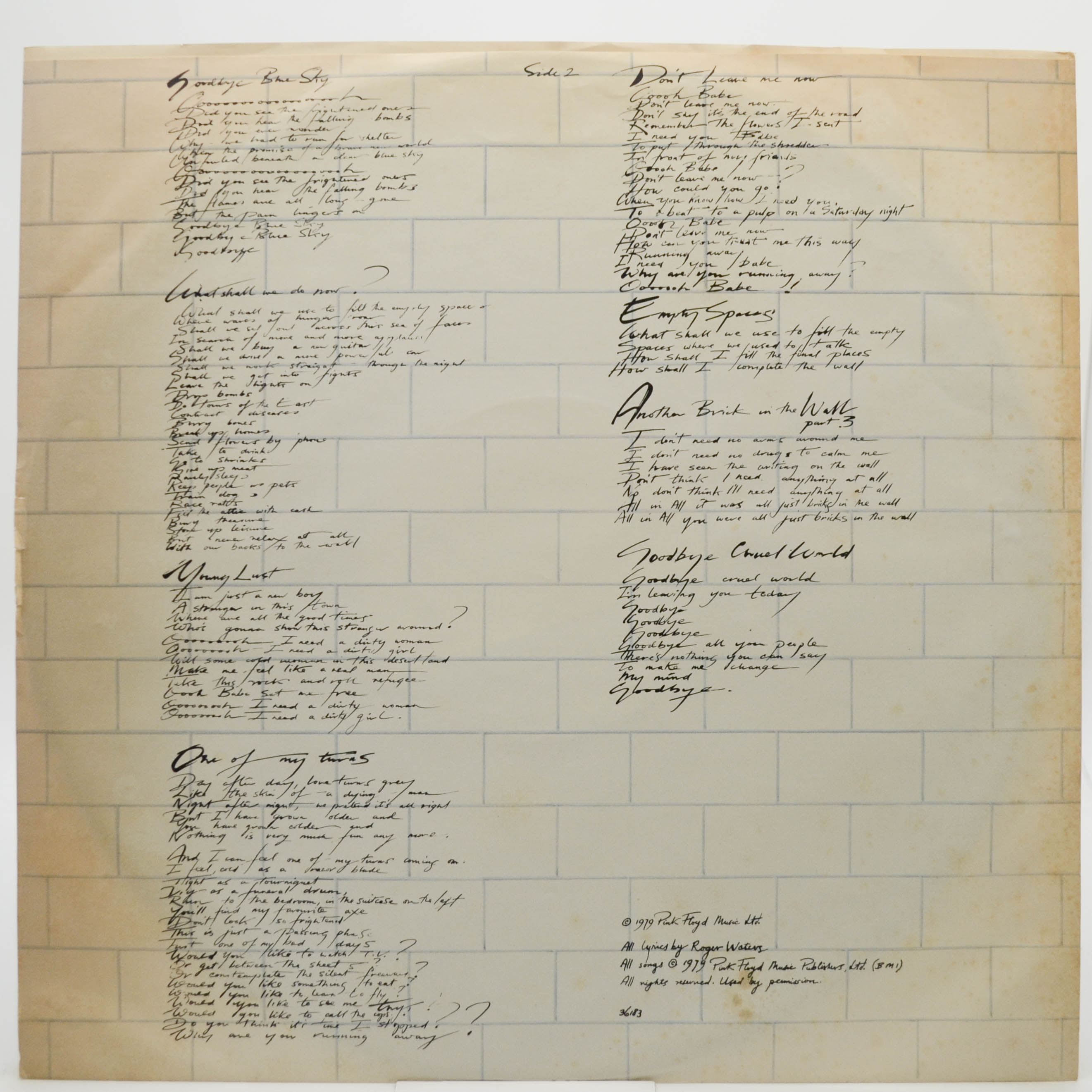 Виниловая пластинка Pink Floyd — The Wall (2LP), 1979