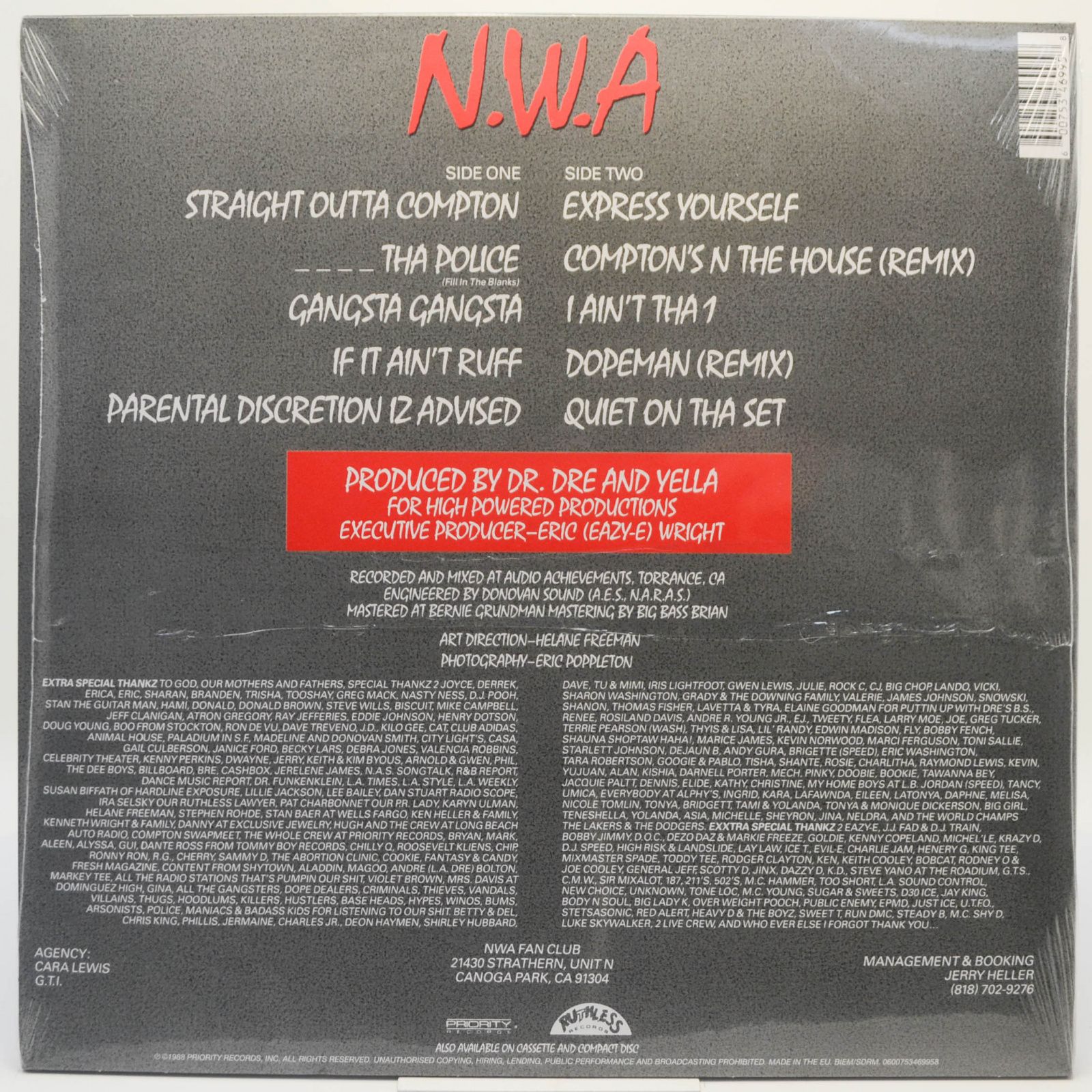 Виниловая пластинка N.W.A — Straight Outta Compton, 1988