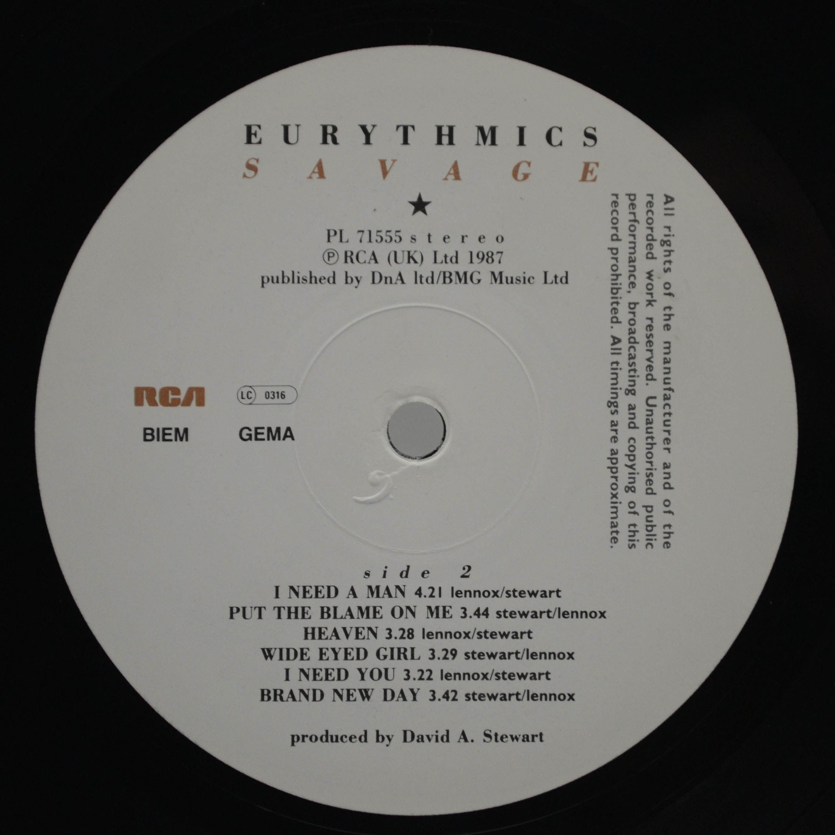 Eurythmics — Savage (poster), 1987