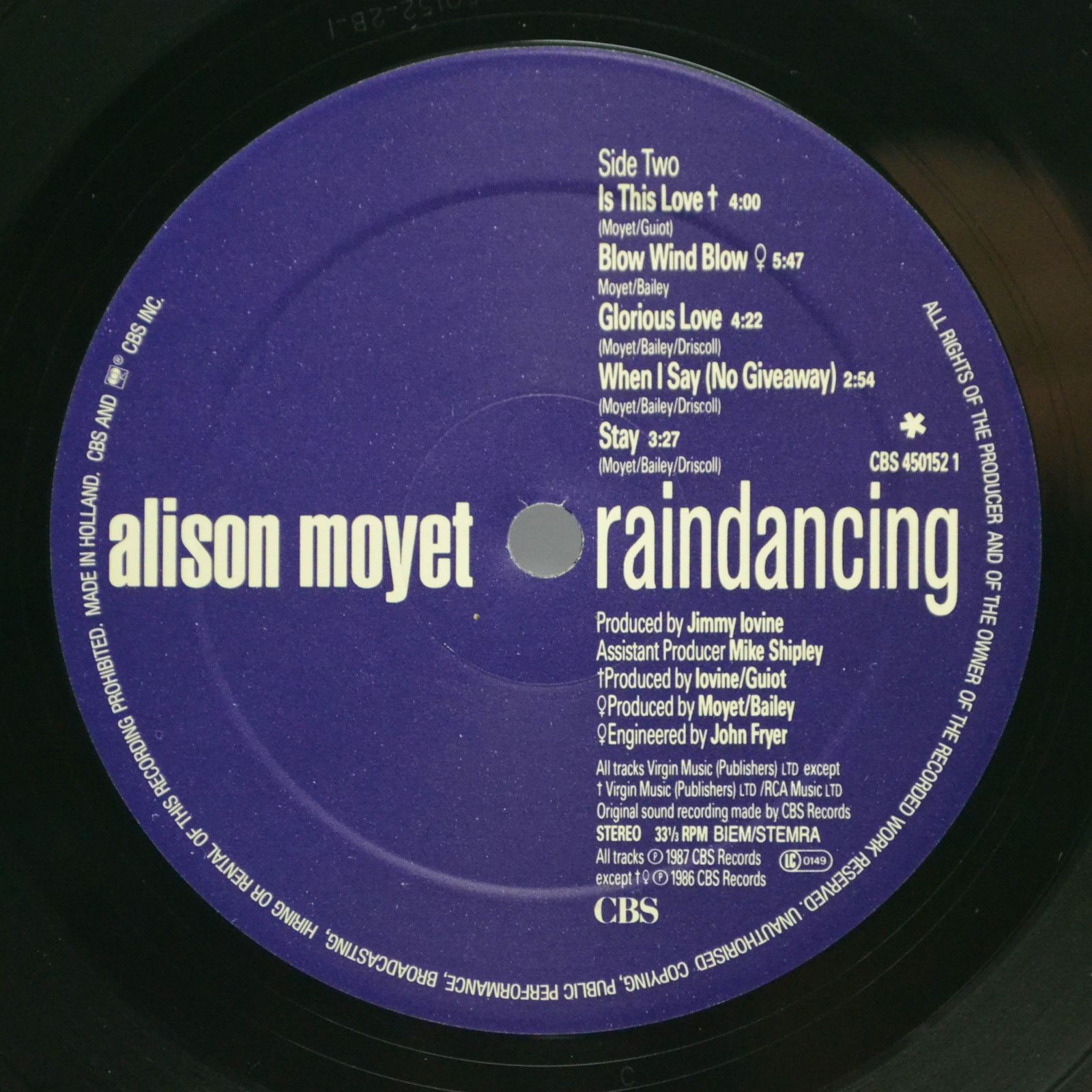 Виниловая пластинка Alison Moyet — Raindancing, 1987