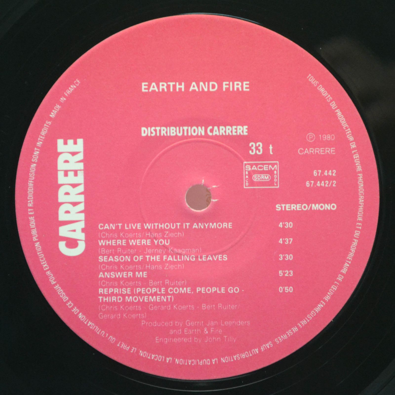 Виниловая пластинка Earth And Fire — Reality Fills Fantasy, 1979