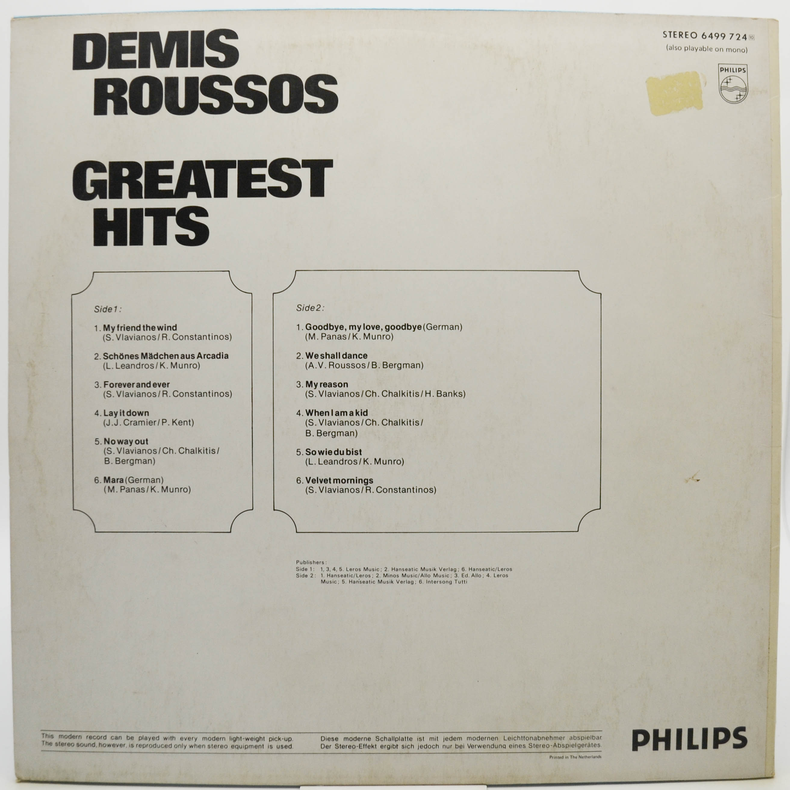 Demis Roussos — Greatest Hits, 1973