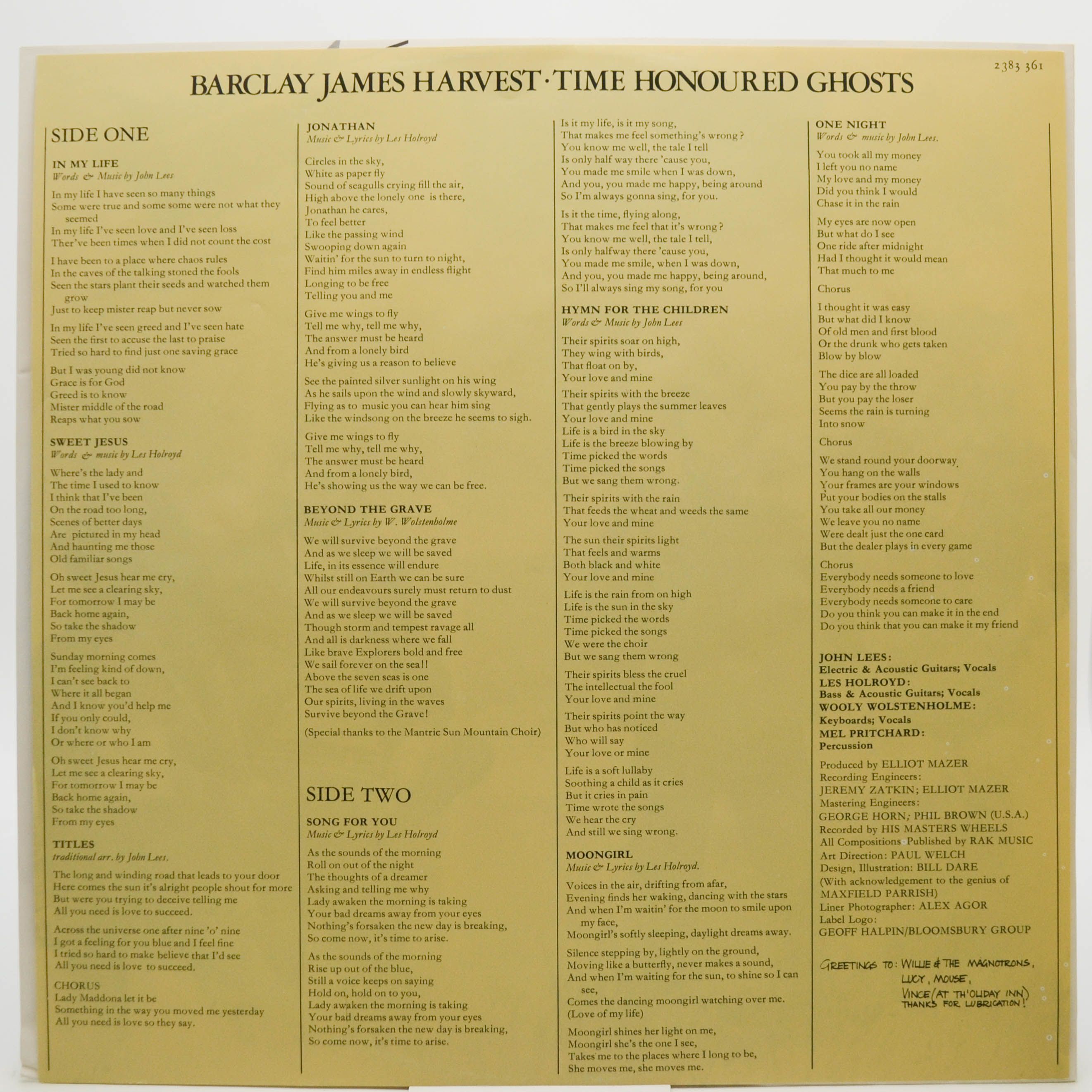 Виниловая пластинка Barclay James Harvest — Time Honoured Ghosts, 1975