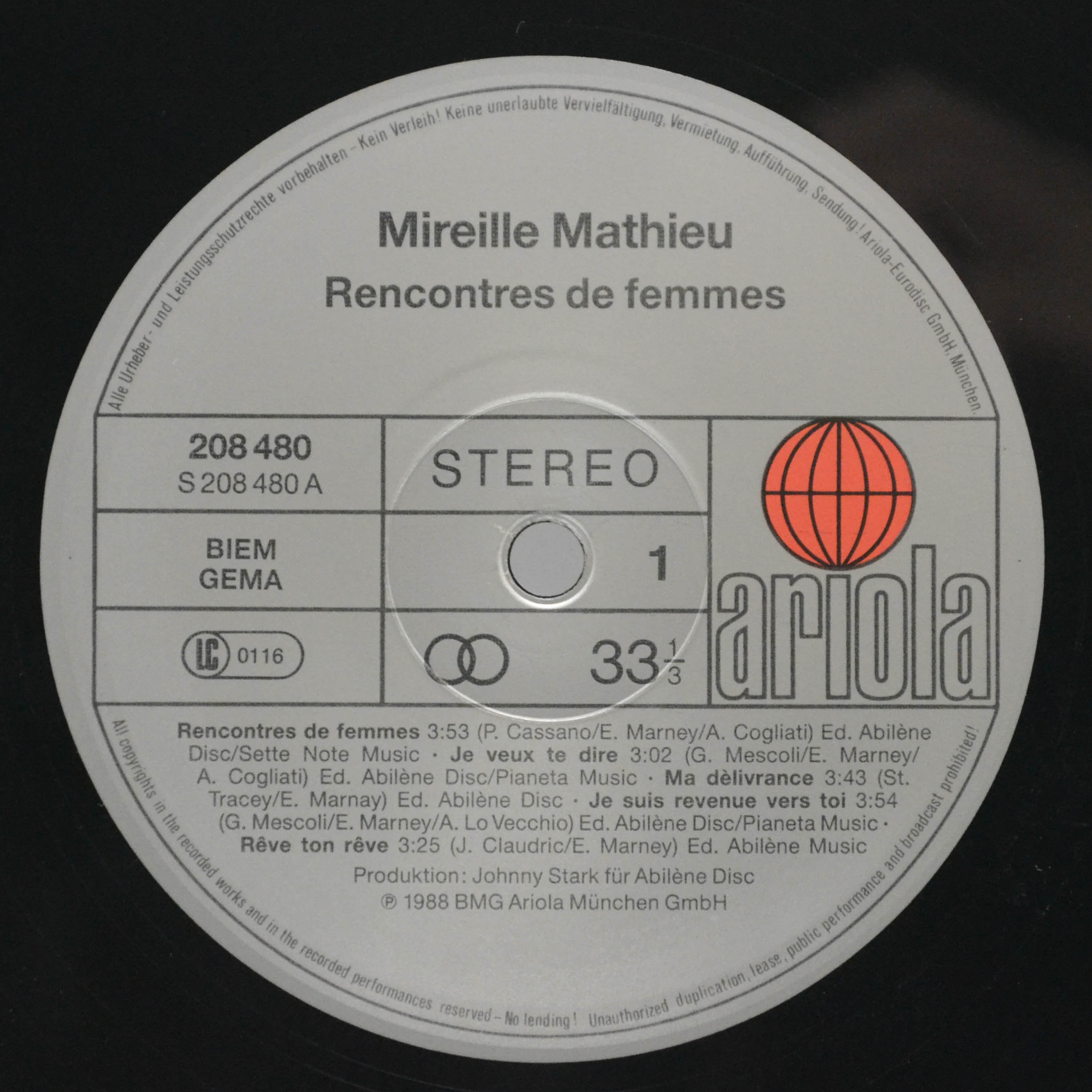 Виниловая пластинка Mireille Mathieu — Rencontres De Femmes, 1988