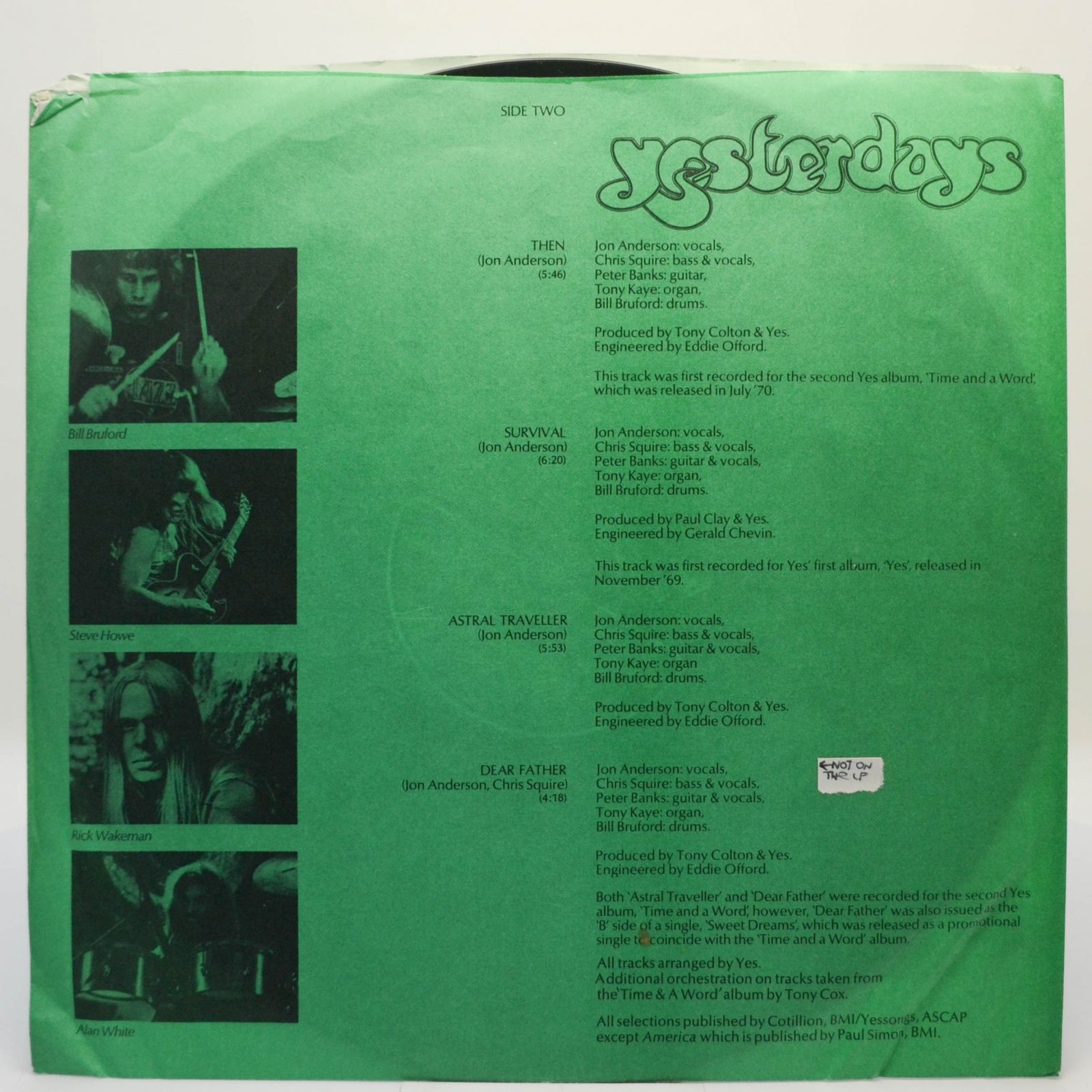 Виниловая пластинка Yes — Yesterdays (USA), 1975