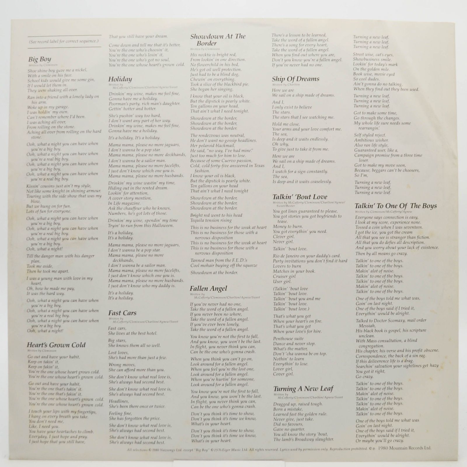 Nazareth — Malice In Wonderland, 1980