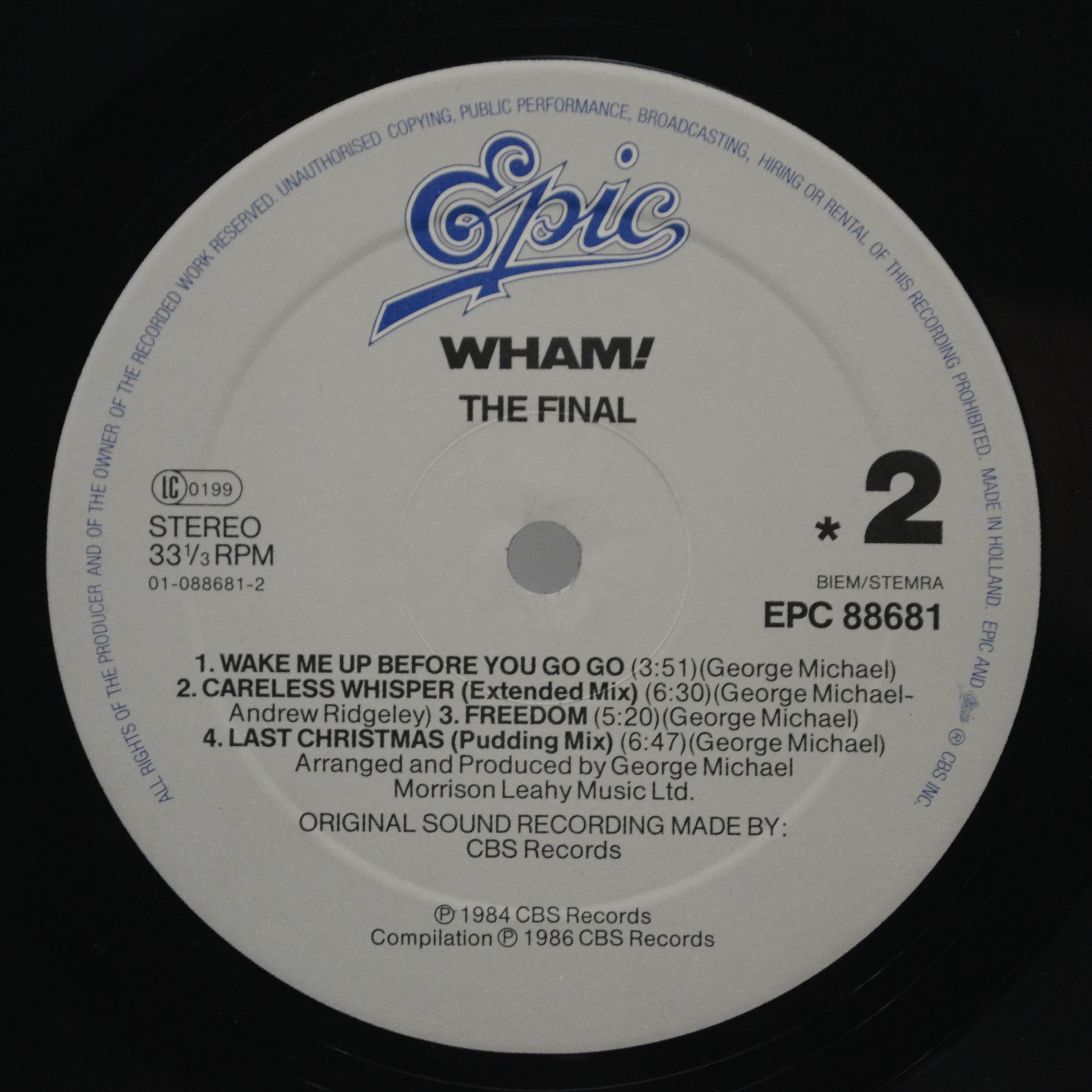 Виниловая пластинка Wham! — The Final (2LP), 1986