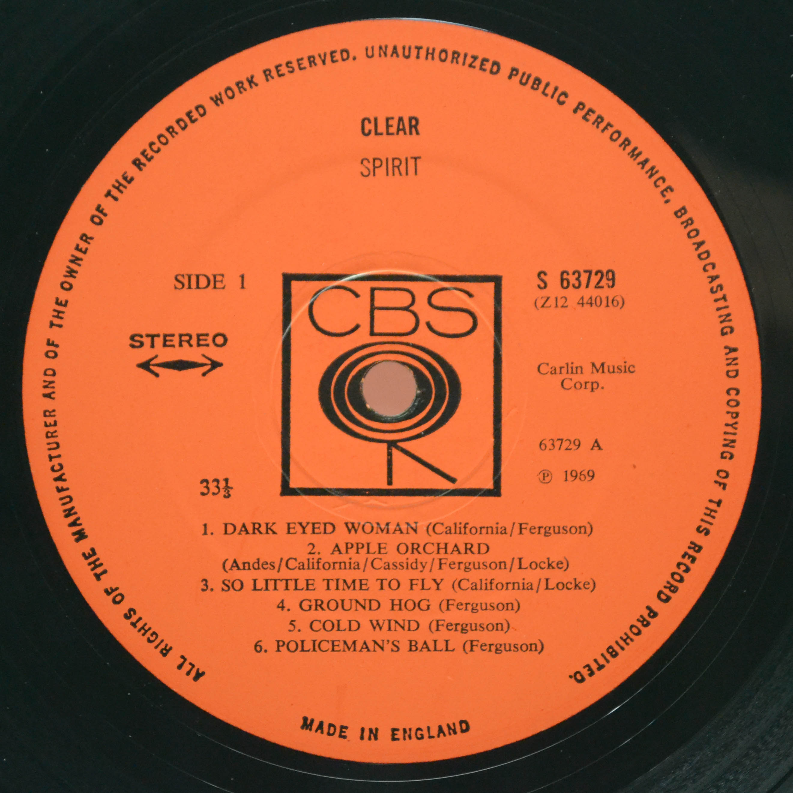 Spirit — Clear (UK), 1969