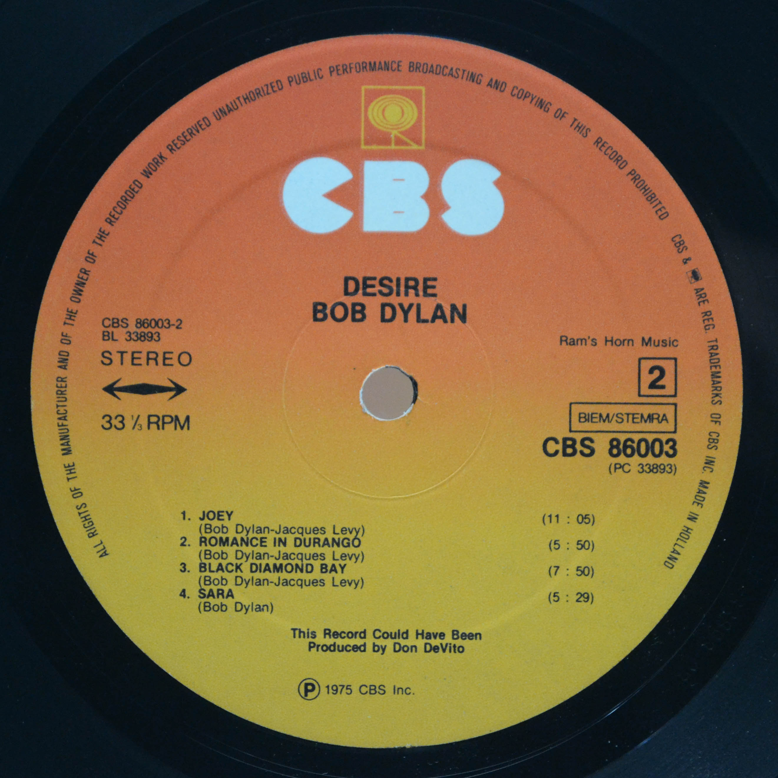 Bob Dylan — Desire, 1976