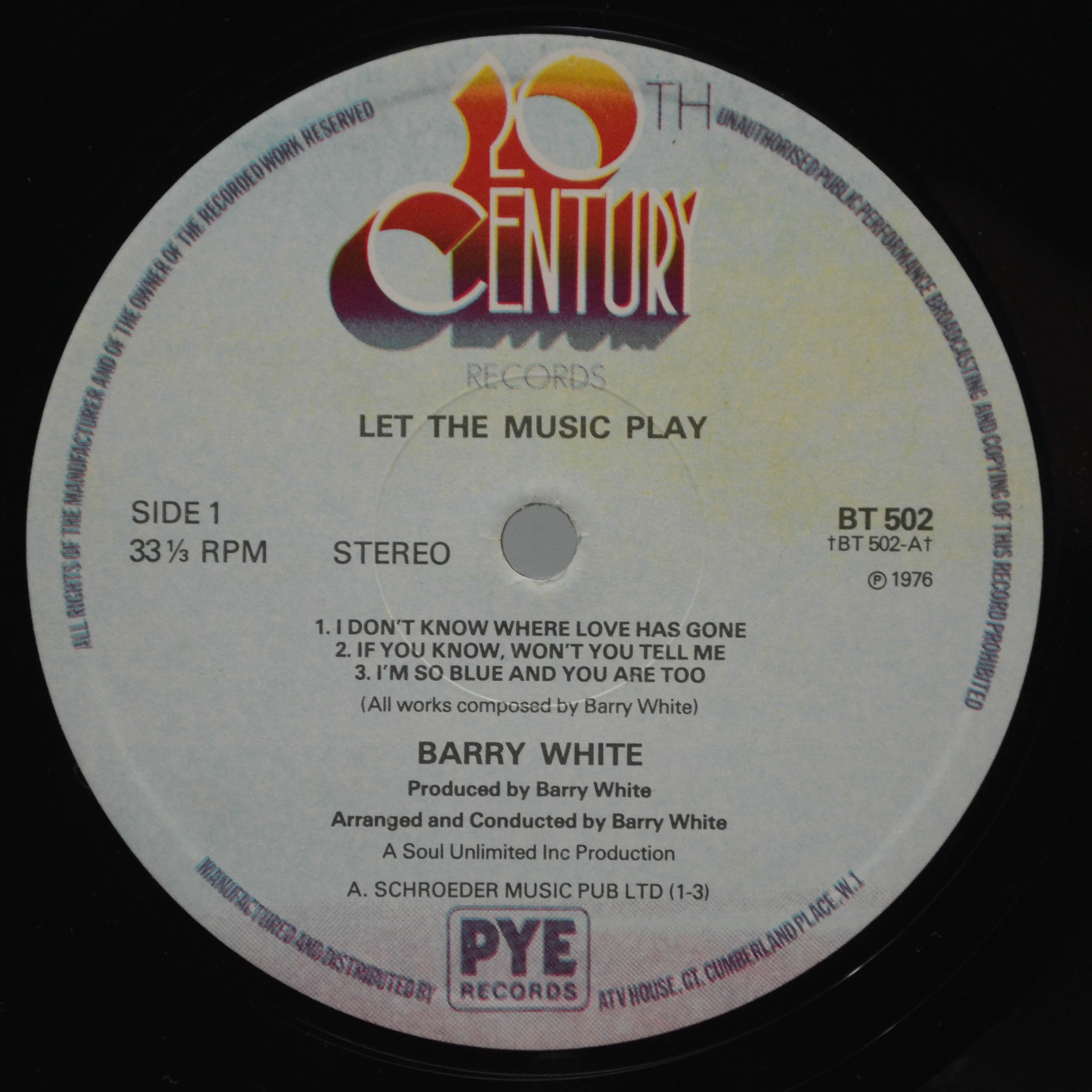 Barry White — Let The Music Play (UK), 1976