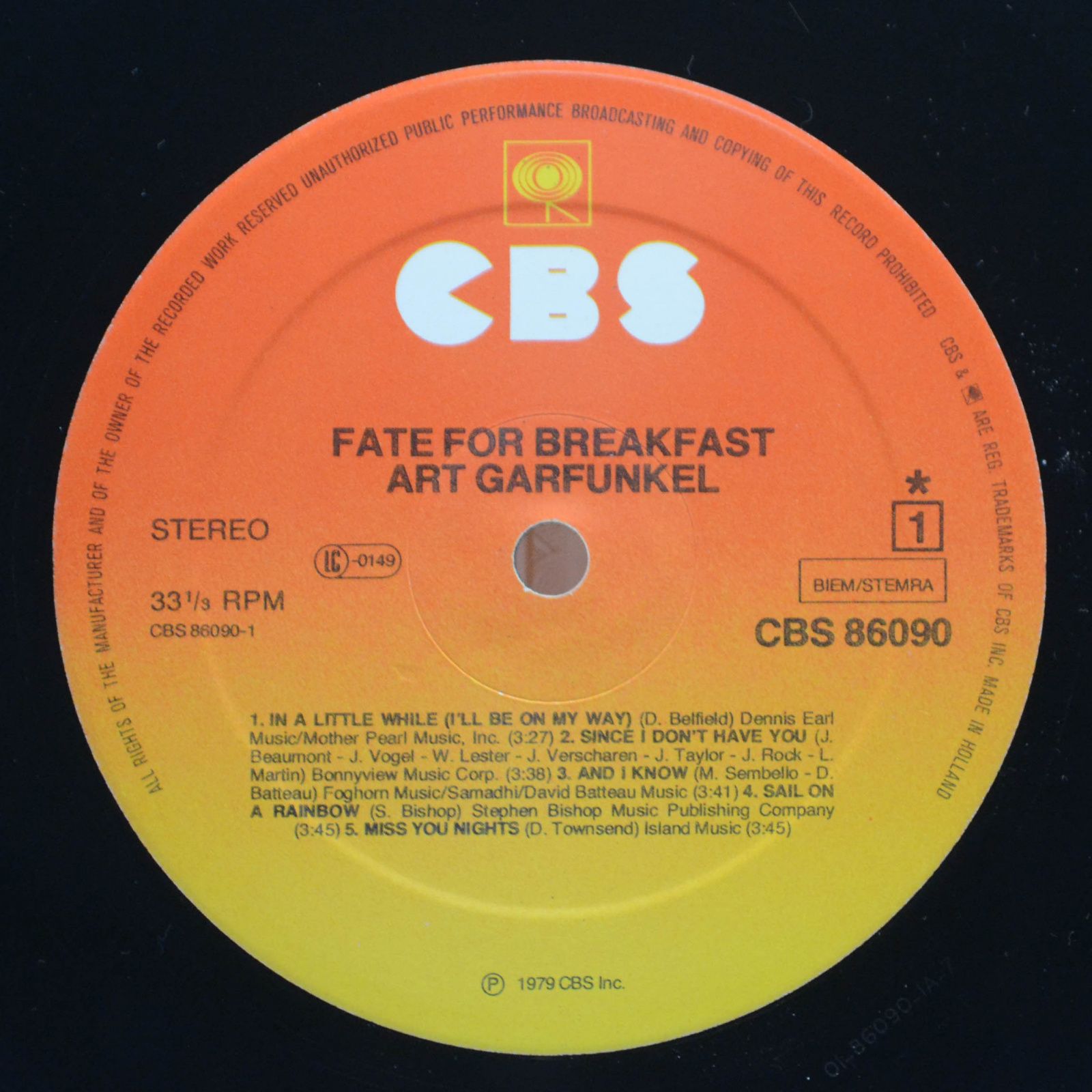 Art Garfunkel — Fate For Breakfast, 1979
