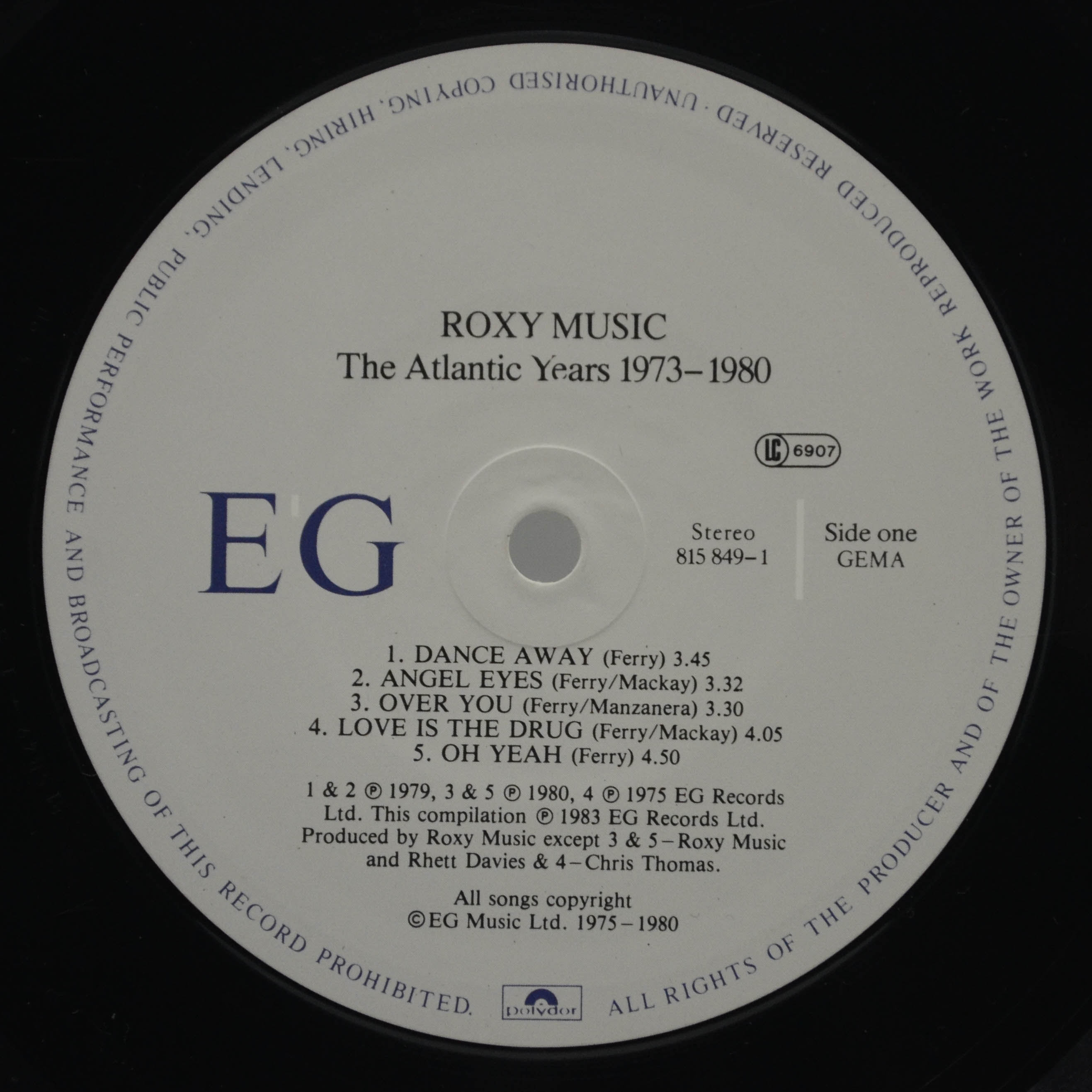 Виниловая пластинка Roxy Music — The Atlantic Years 1973 - 1980, 1983