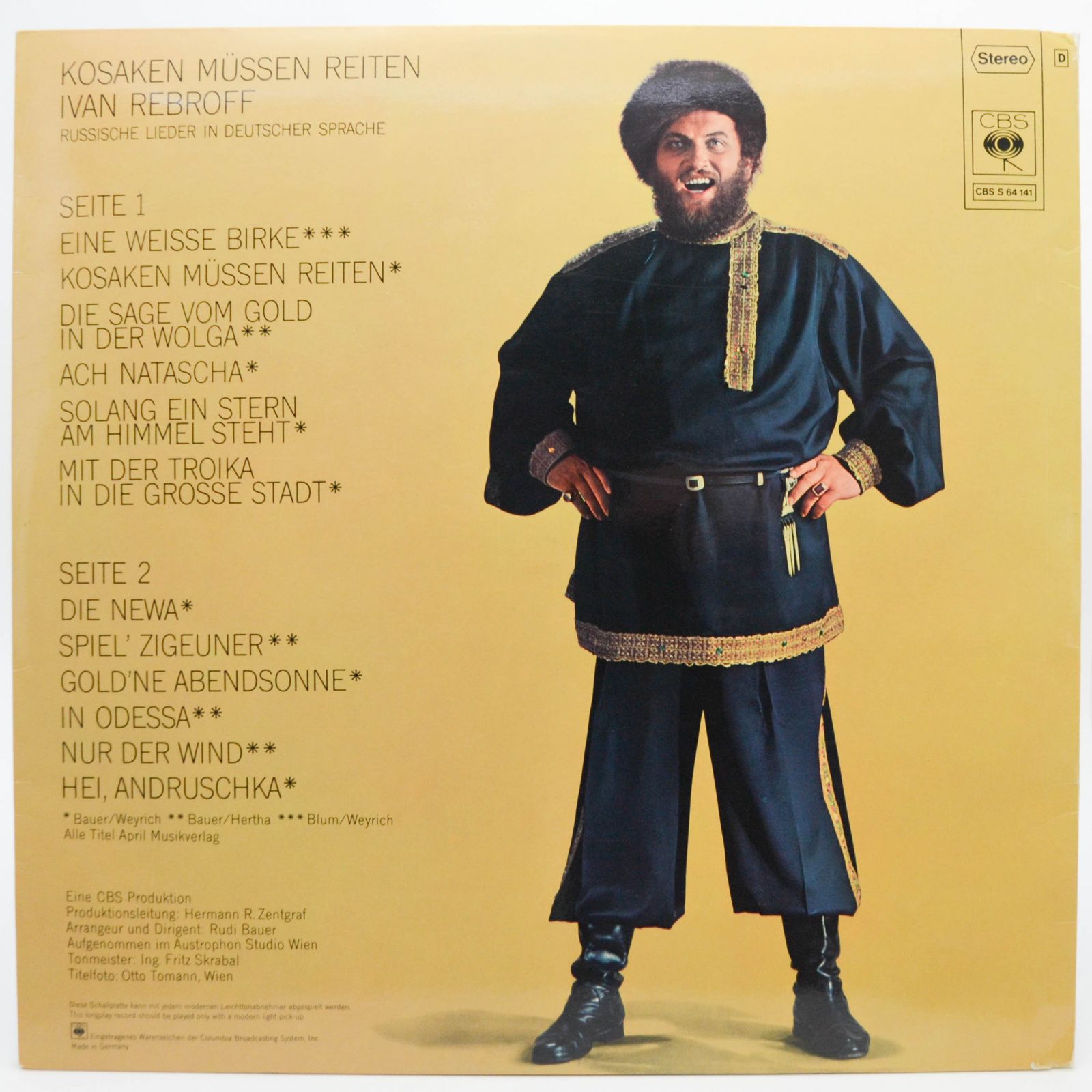Виниловая пластинка Ivan Rebroff — Kosaken Müssen Reiten, 1970