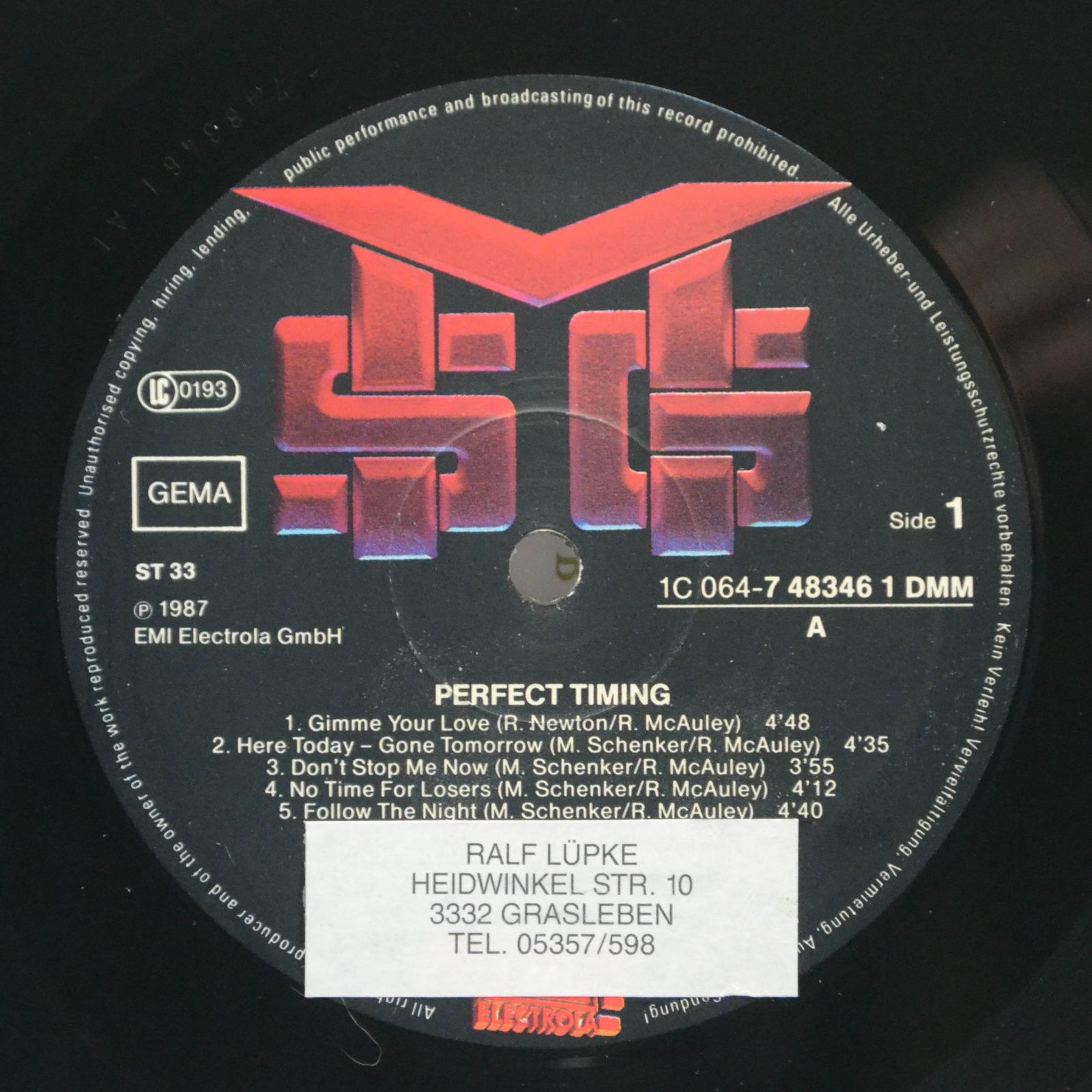 Виниловая пластинка McAuley Schenker Group — Perfect Timing, 1987