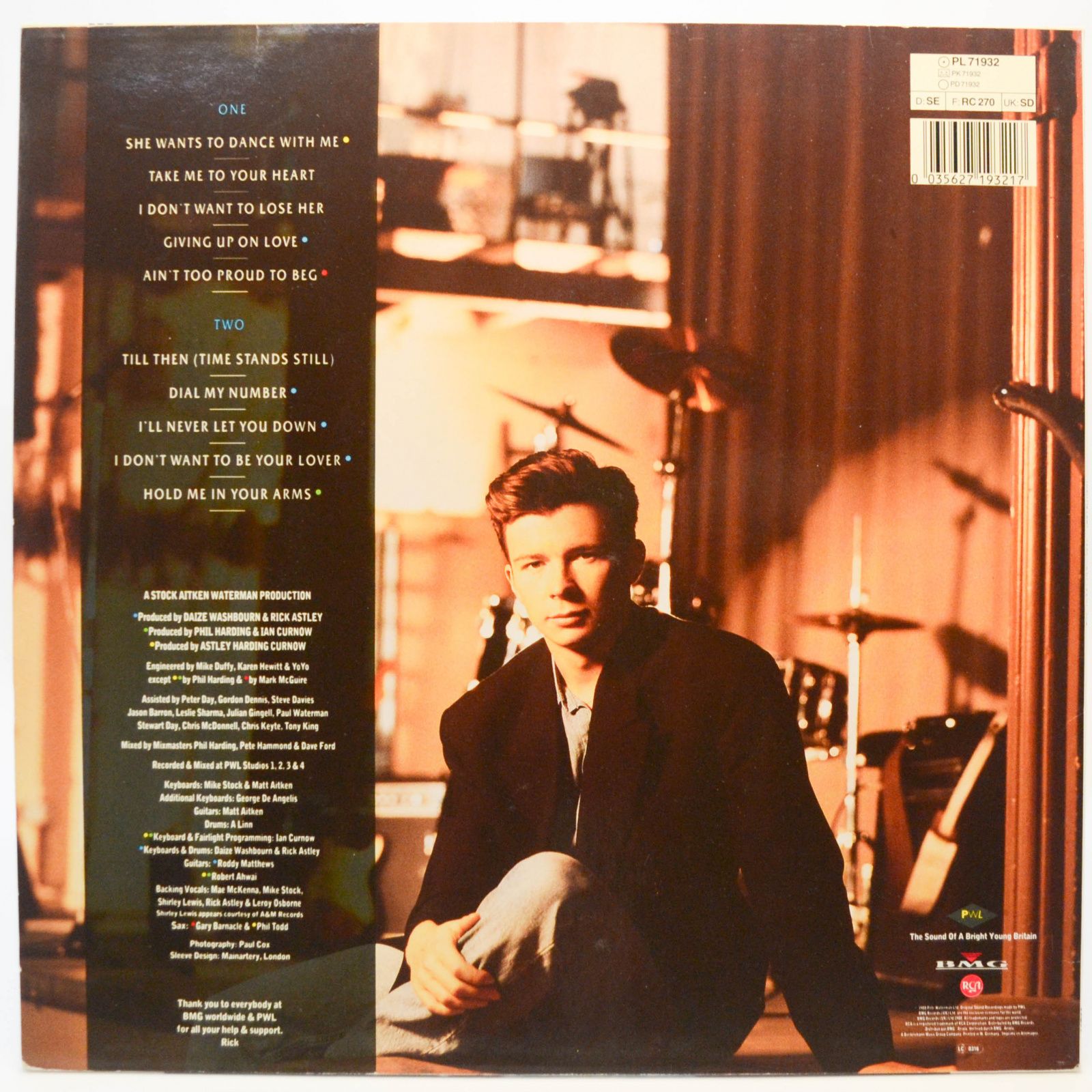 Виниловая пластинка Rick Astley — Hold Me In Your Arms, 1988