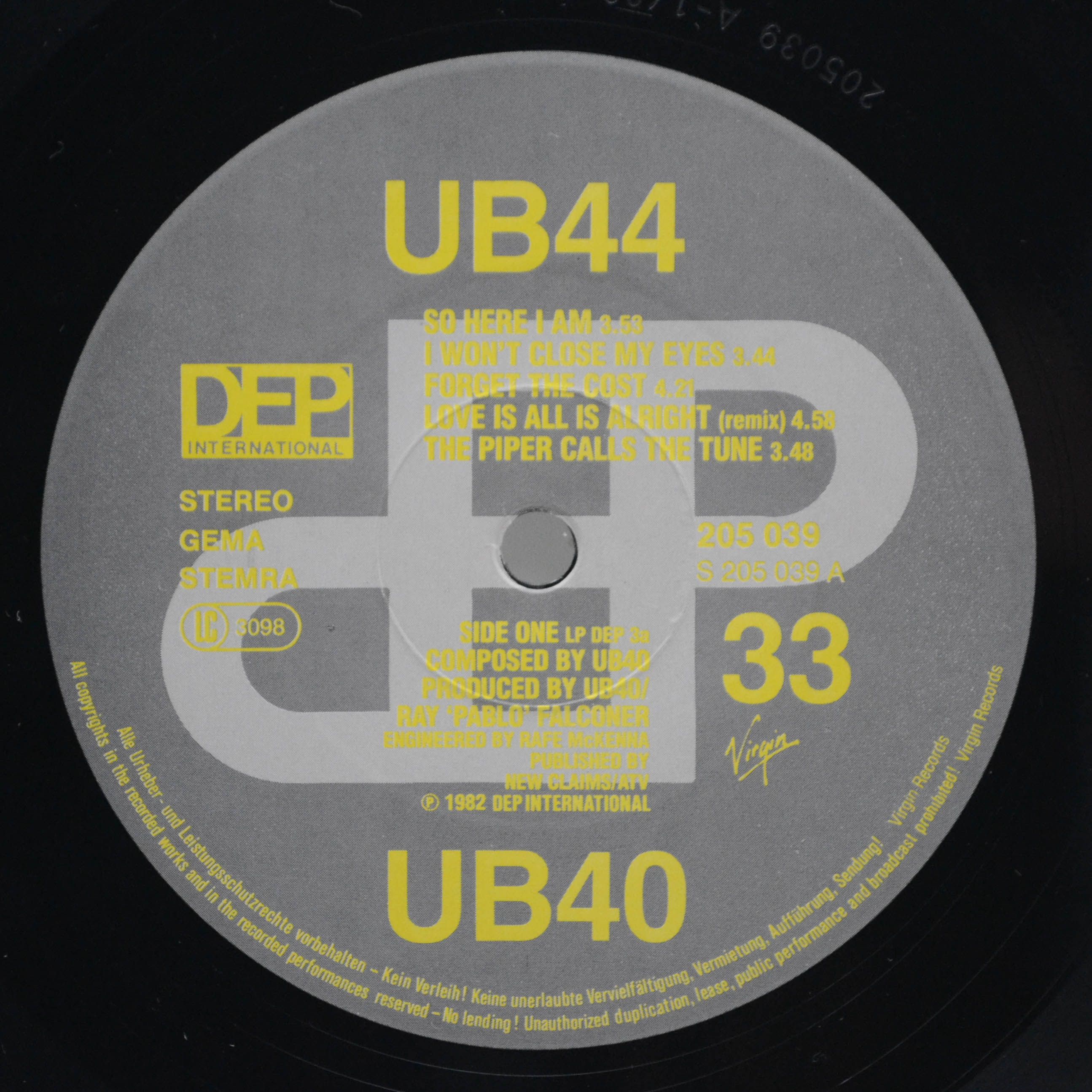 Виниловая пластинка UB44 — UB44, 1982