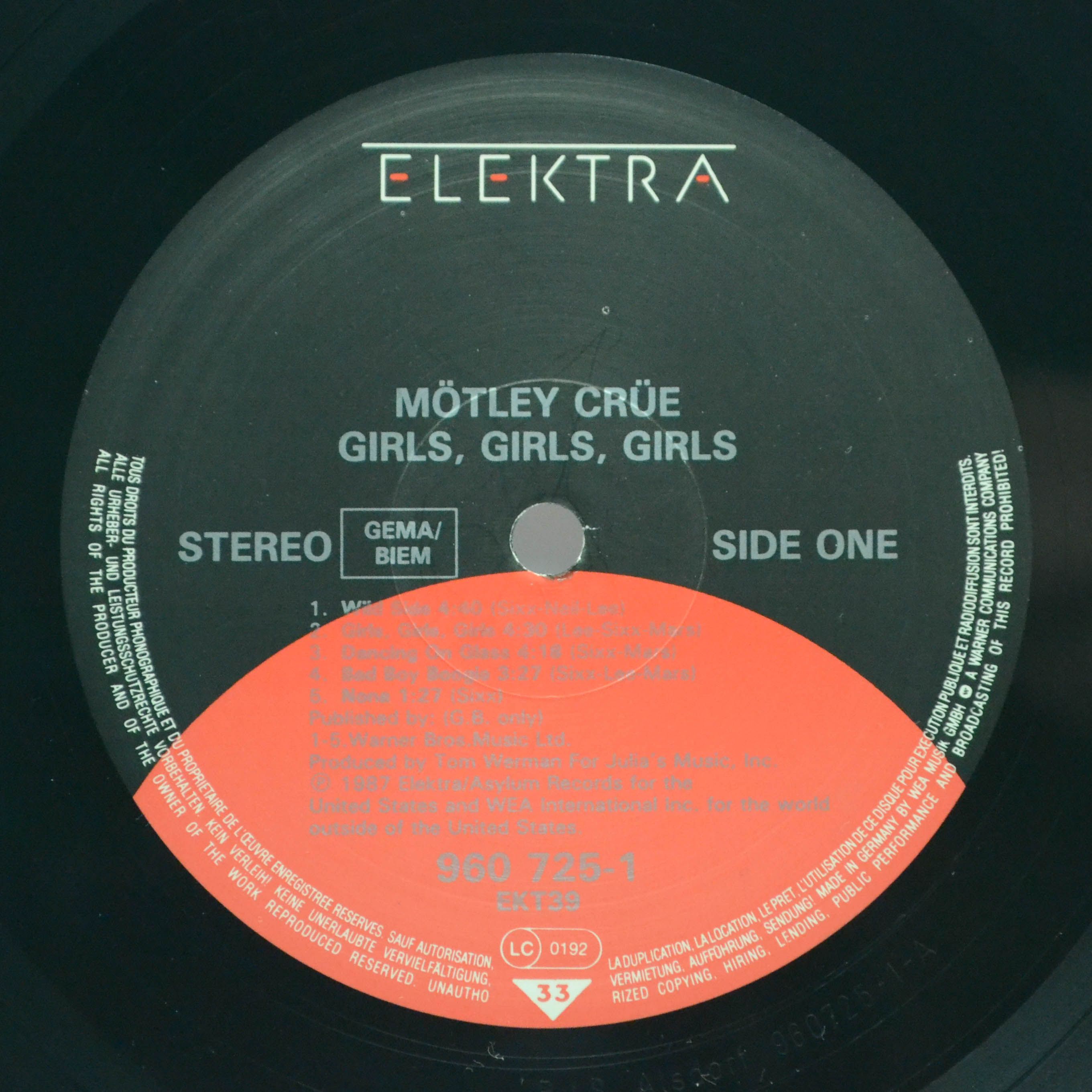 Виниловая пластинка Mötley Crüe — Girls, Girls, Girls, 1987