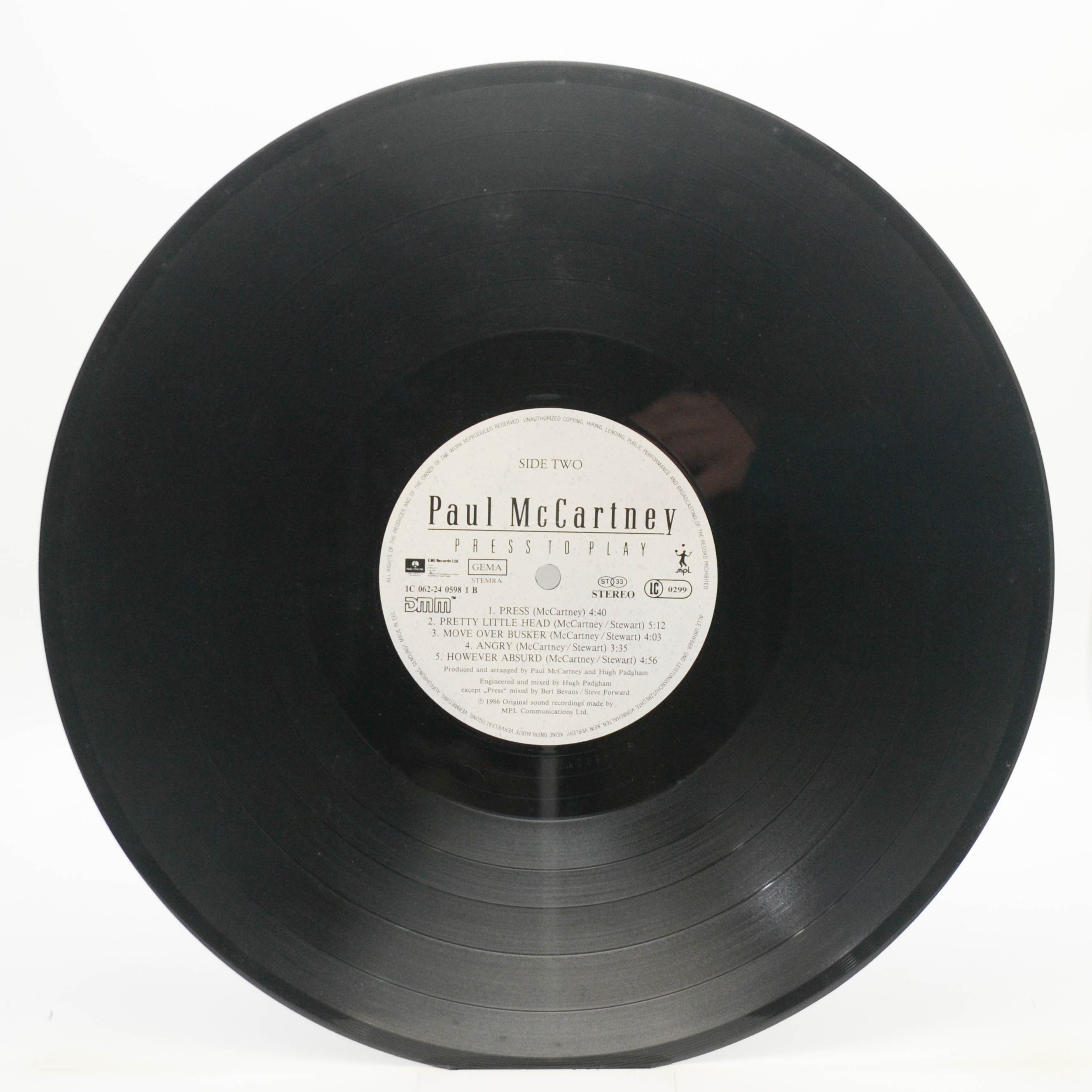 Виниловая пластинка Paul McCartney — Press To Play, 1986