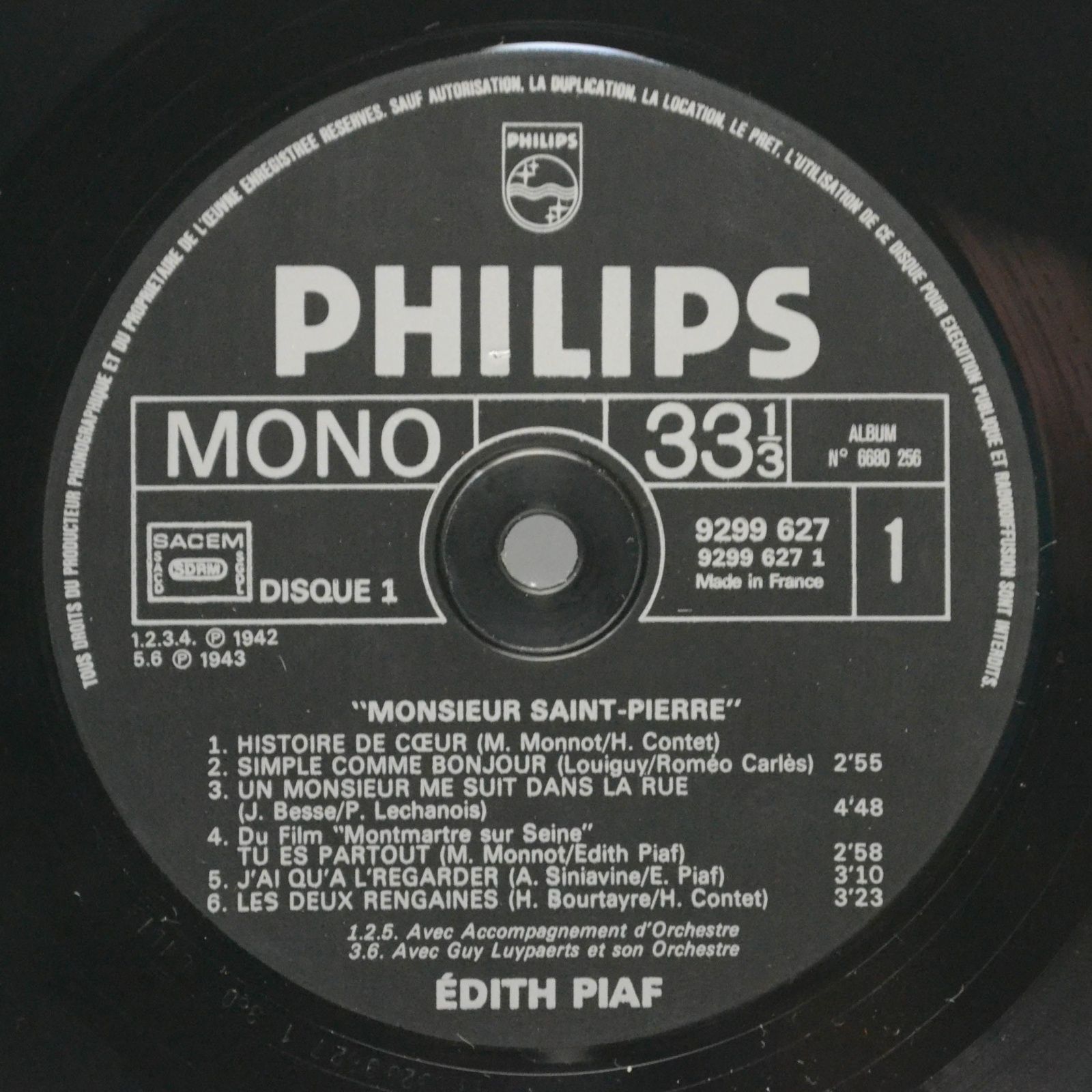 Edith Piaf — Monsieur Saint-Pierre (2LP), 1975