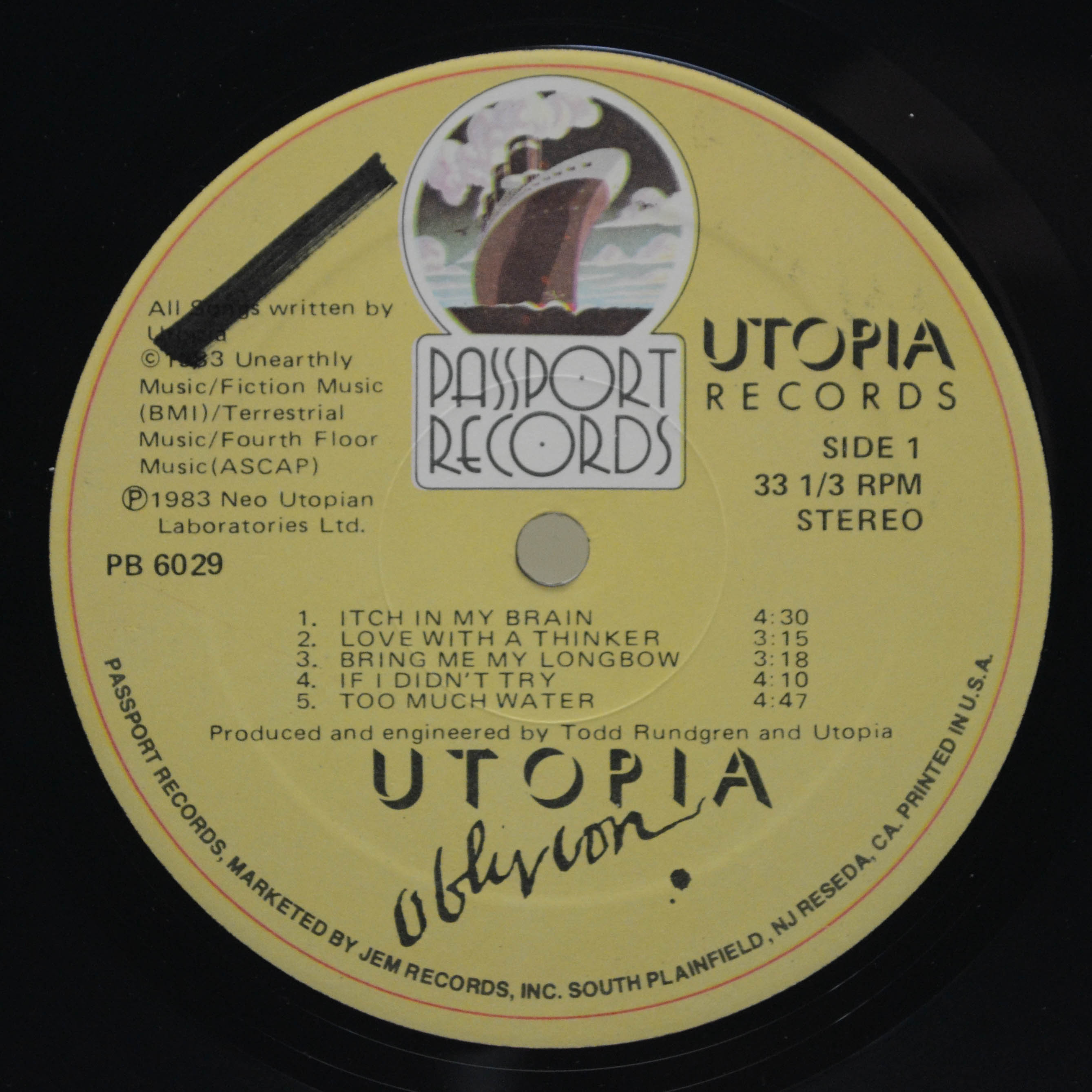 Utopia — Oblivion (1-st, USA), 1983