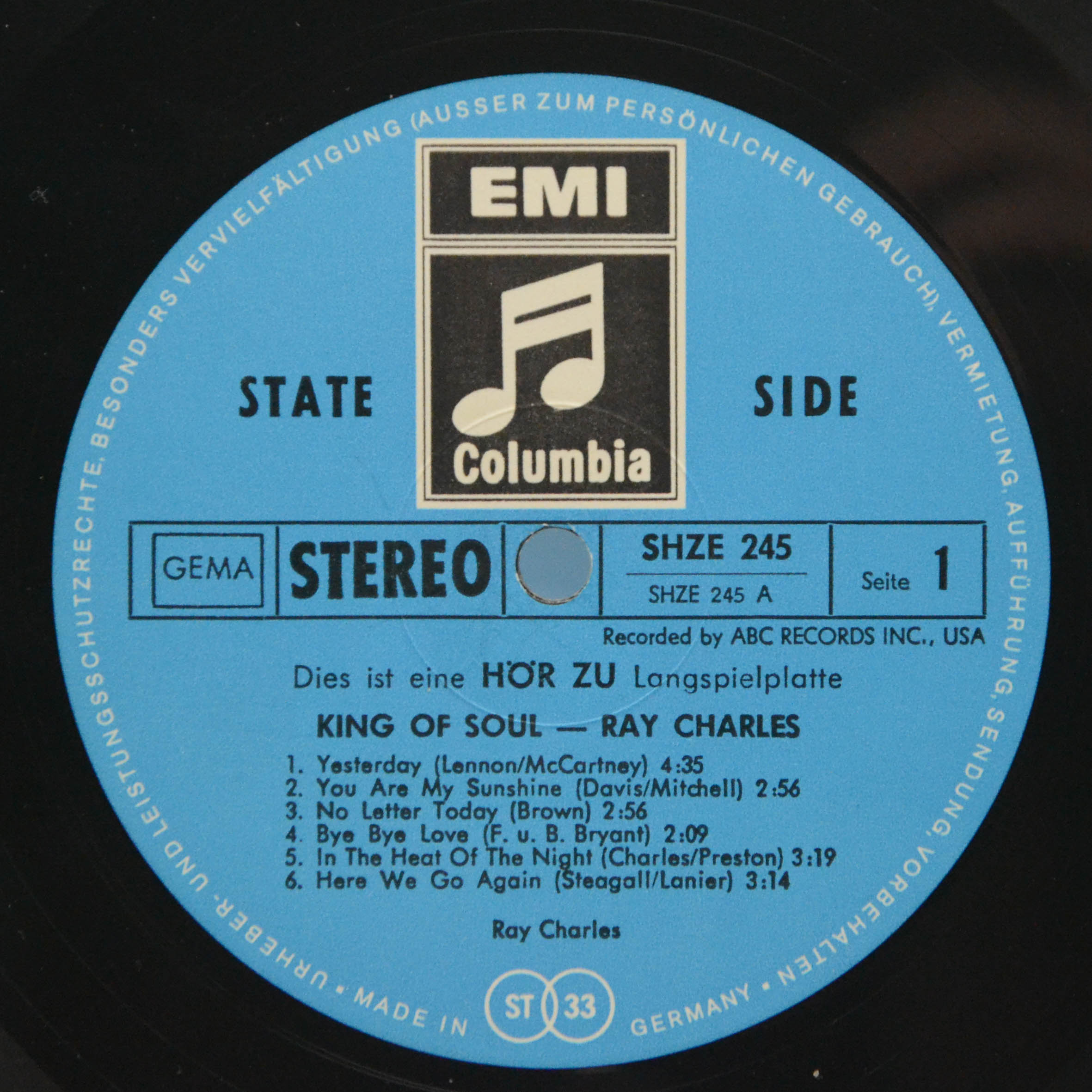 Виниловая пластинка Ray Charles — King Of Soul, 1968