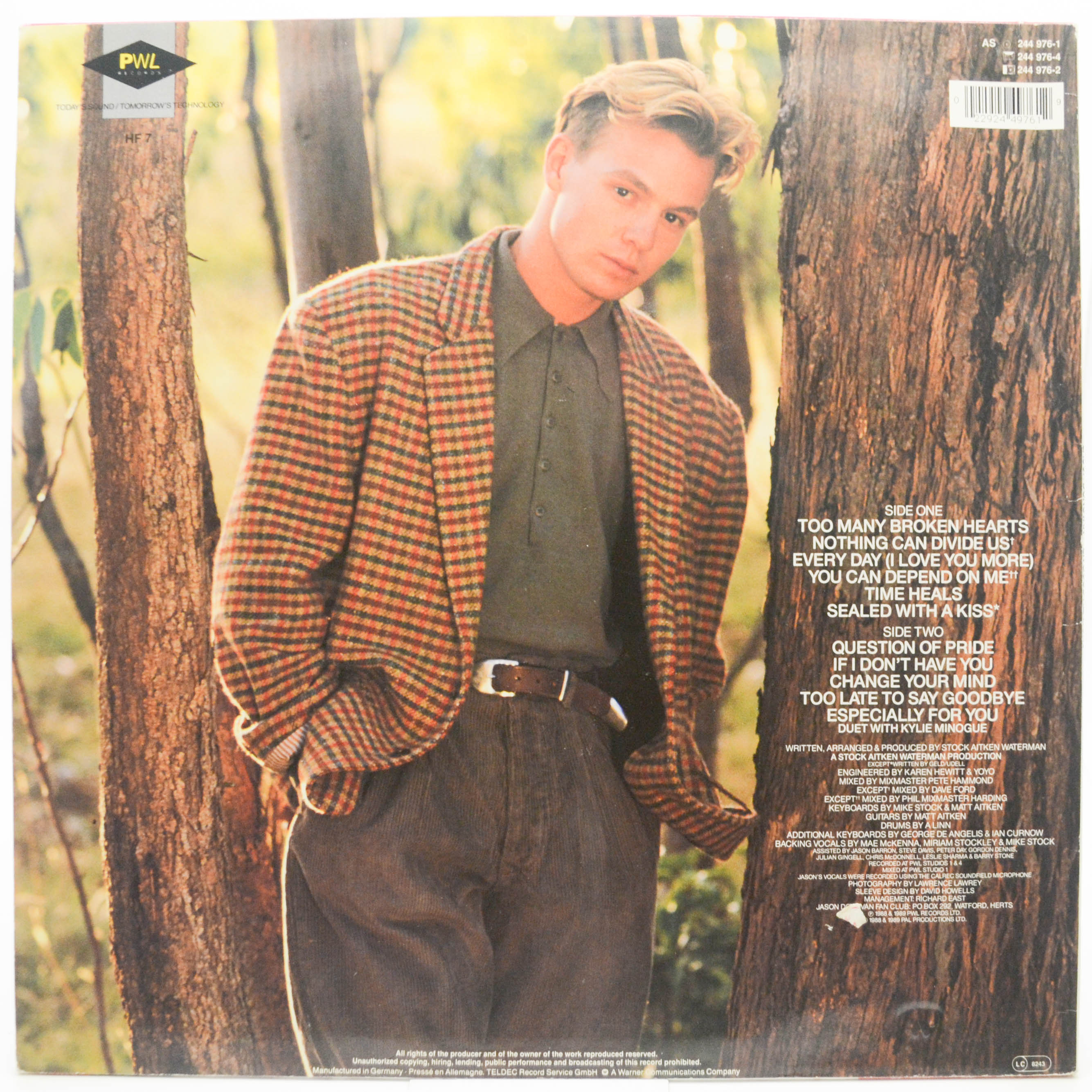 Виниловая пластинка Jason Donovan — Ten Good Reasons, 1989