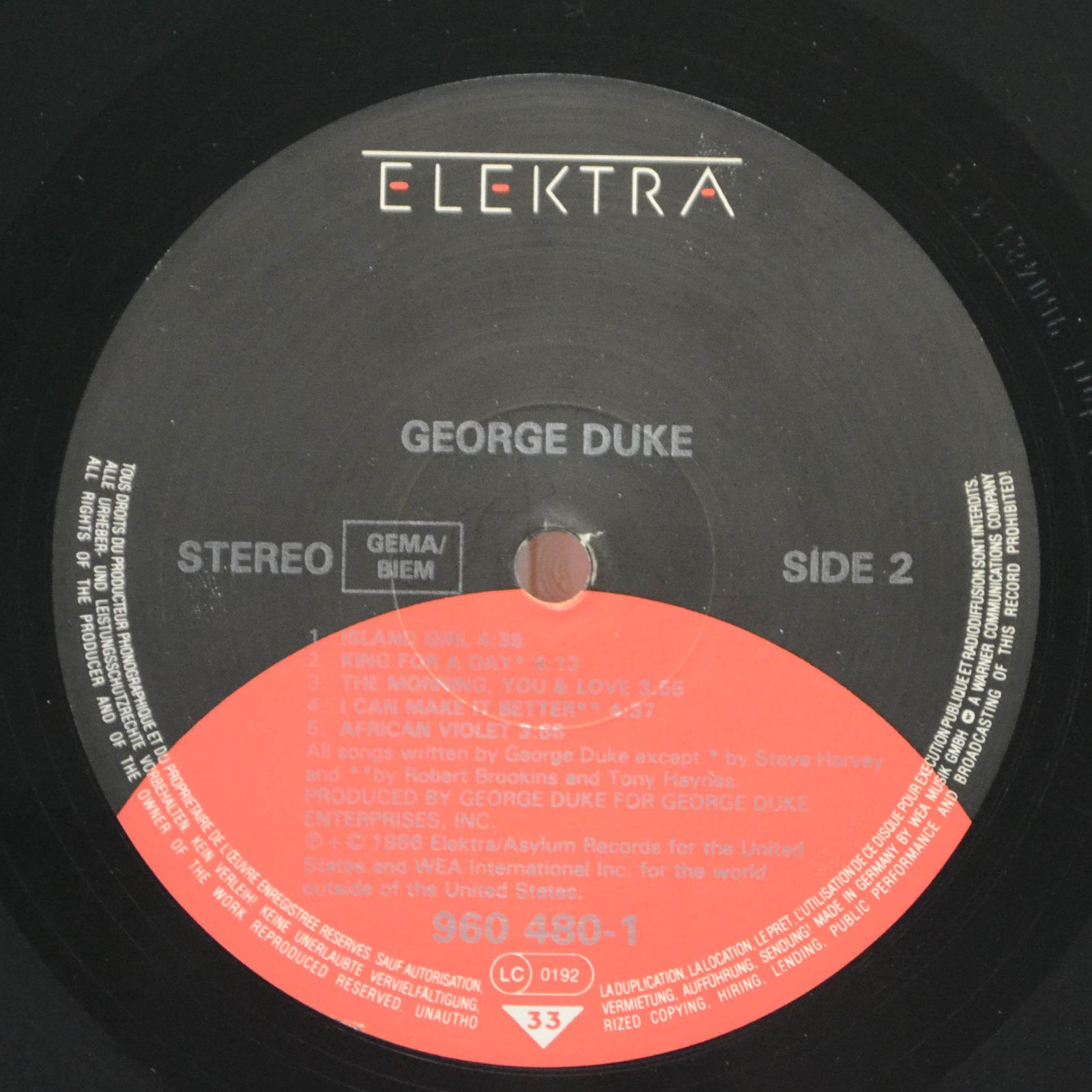 Виниловая пластинка George Duke — George Duke, 1986