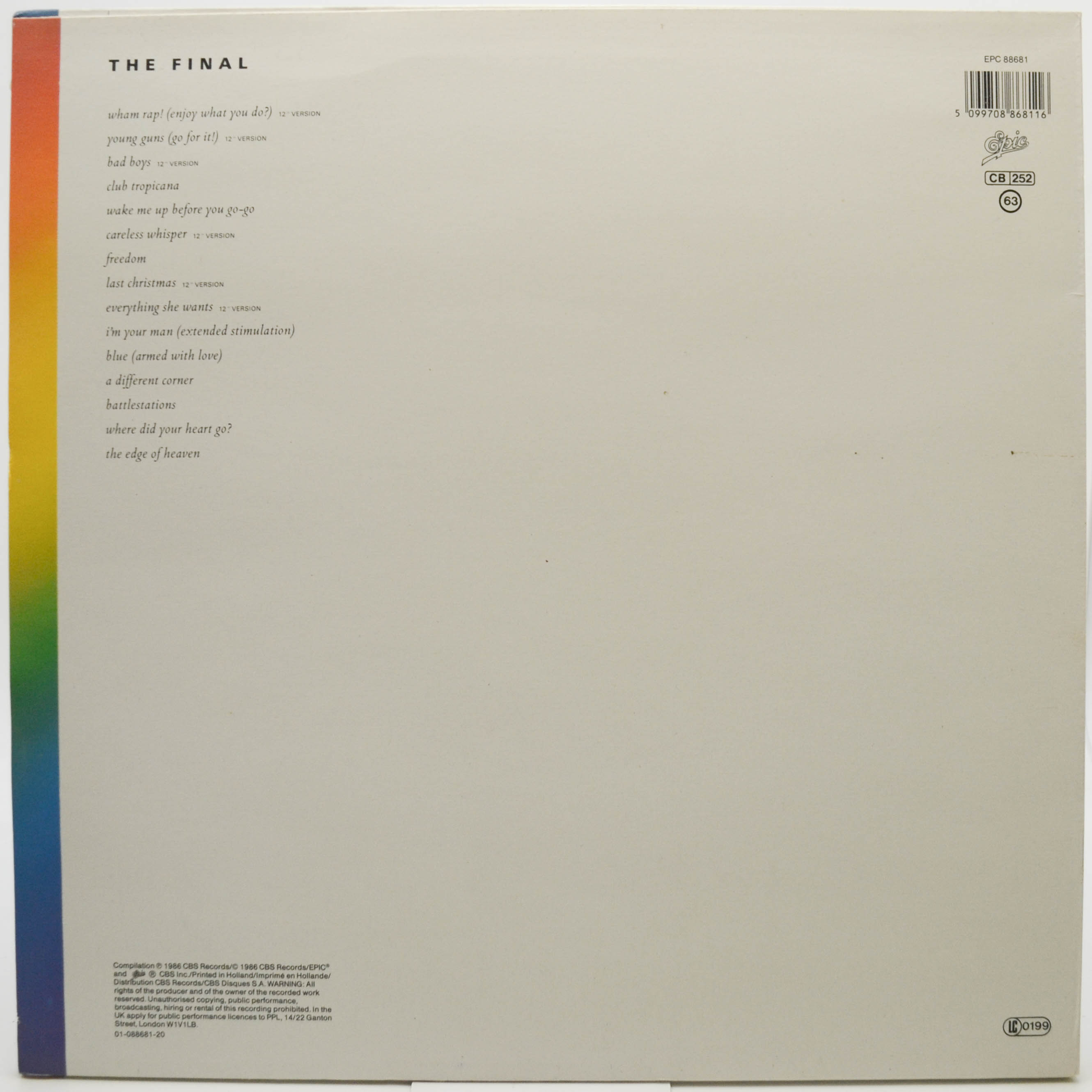 Виниловая пластинка Wham! — The Final (2LP), 1986