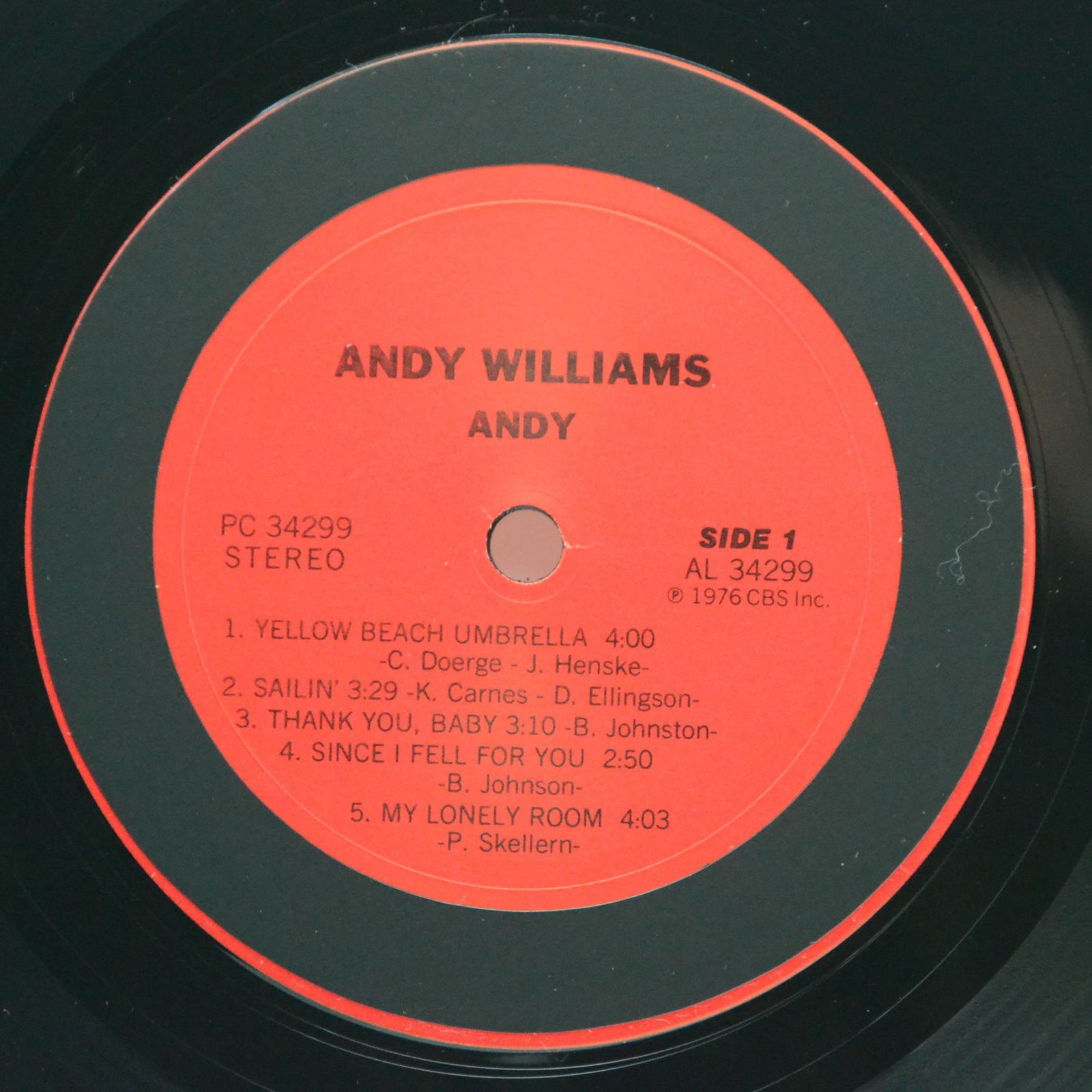 Виниловая пластинка Andy Williams — Andy (USA), 1976
