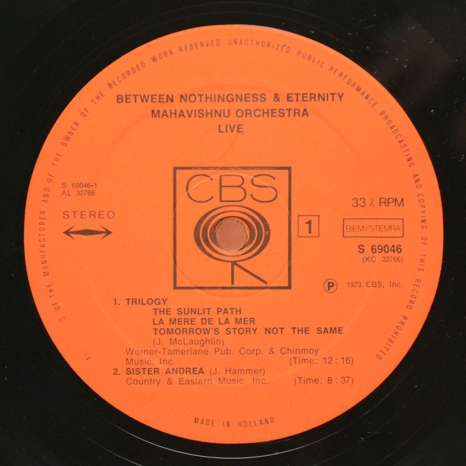Виниловая пластинка Mahavishnu Orchestra — Between Nothingness & Eternity, 1973