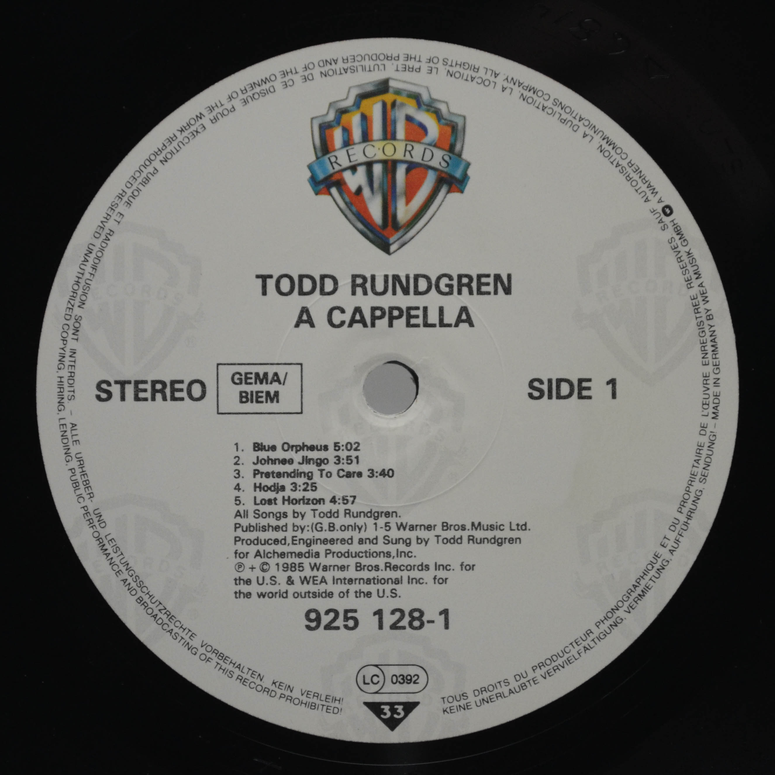 Todd Rundgren — A Cappella, 1985