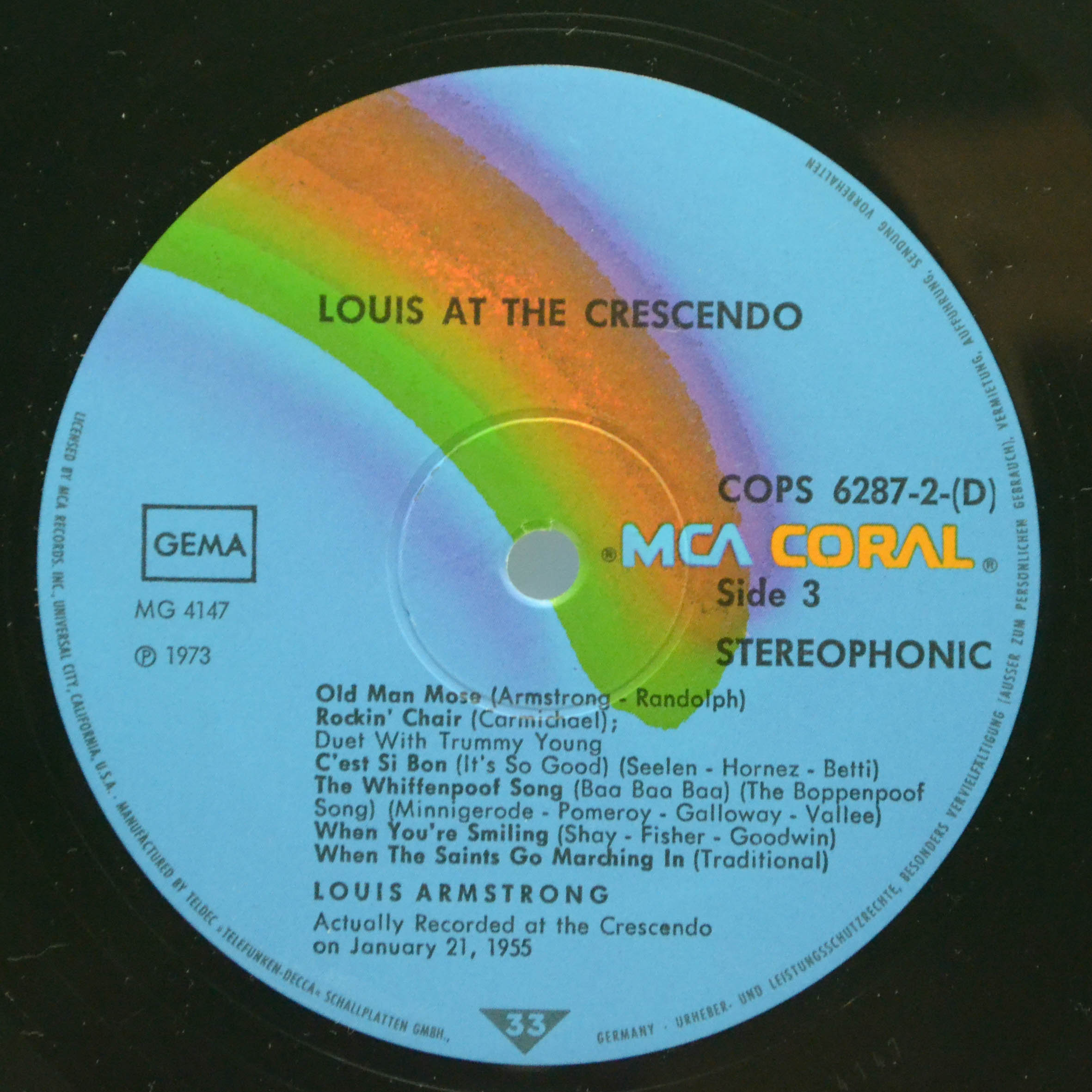 Виниловая пластинка Louis Armstrong — Louis At The Crescendo (2LP), 1975