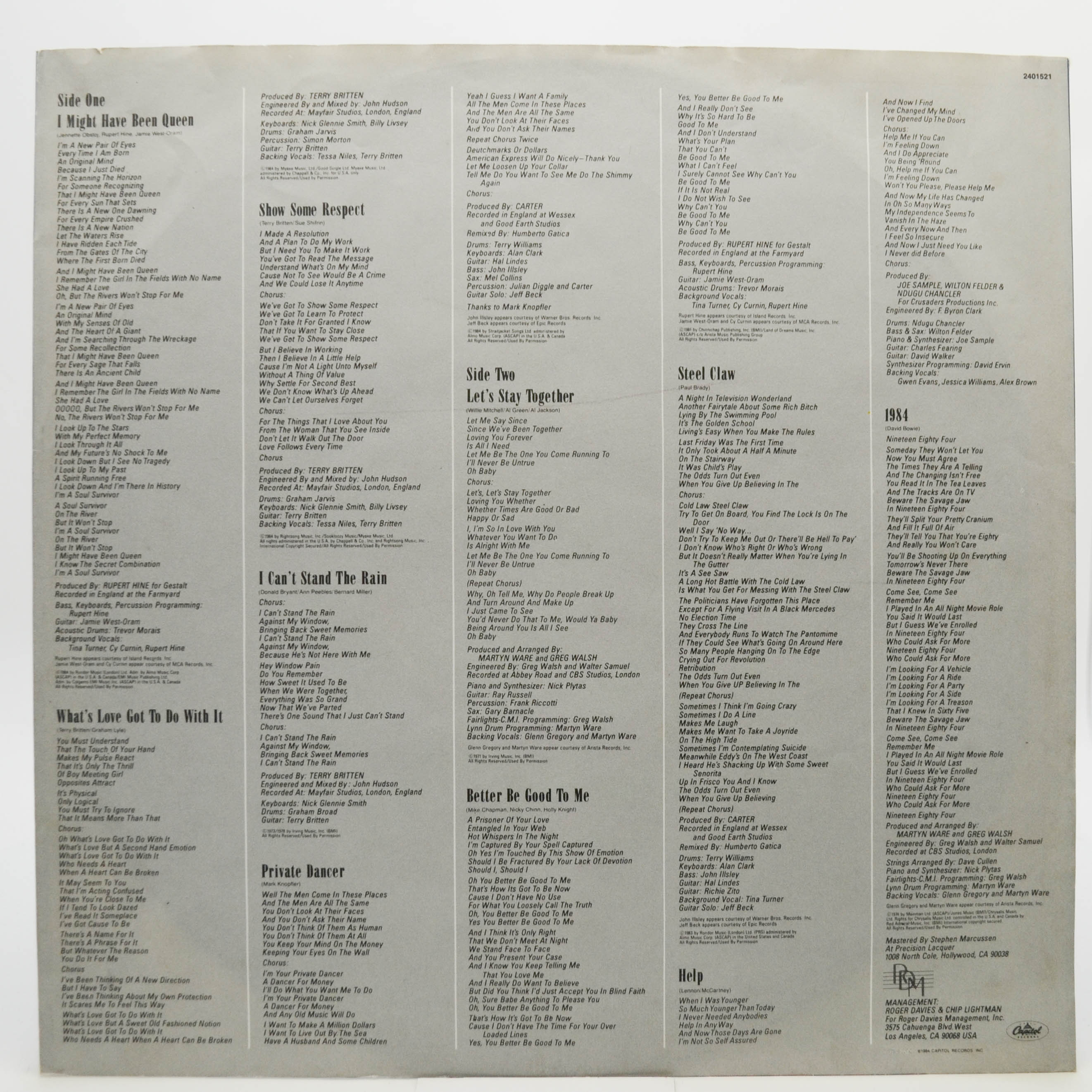 Tina Turner — Private Dancer, 1984