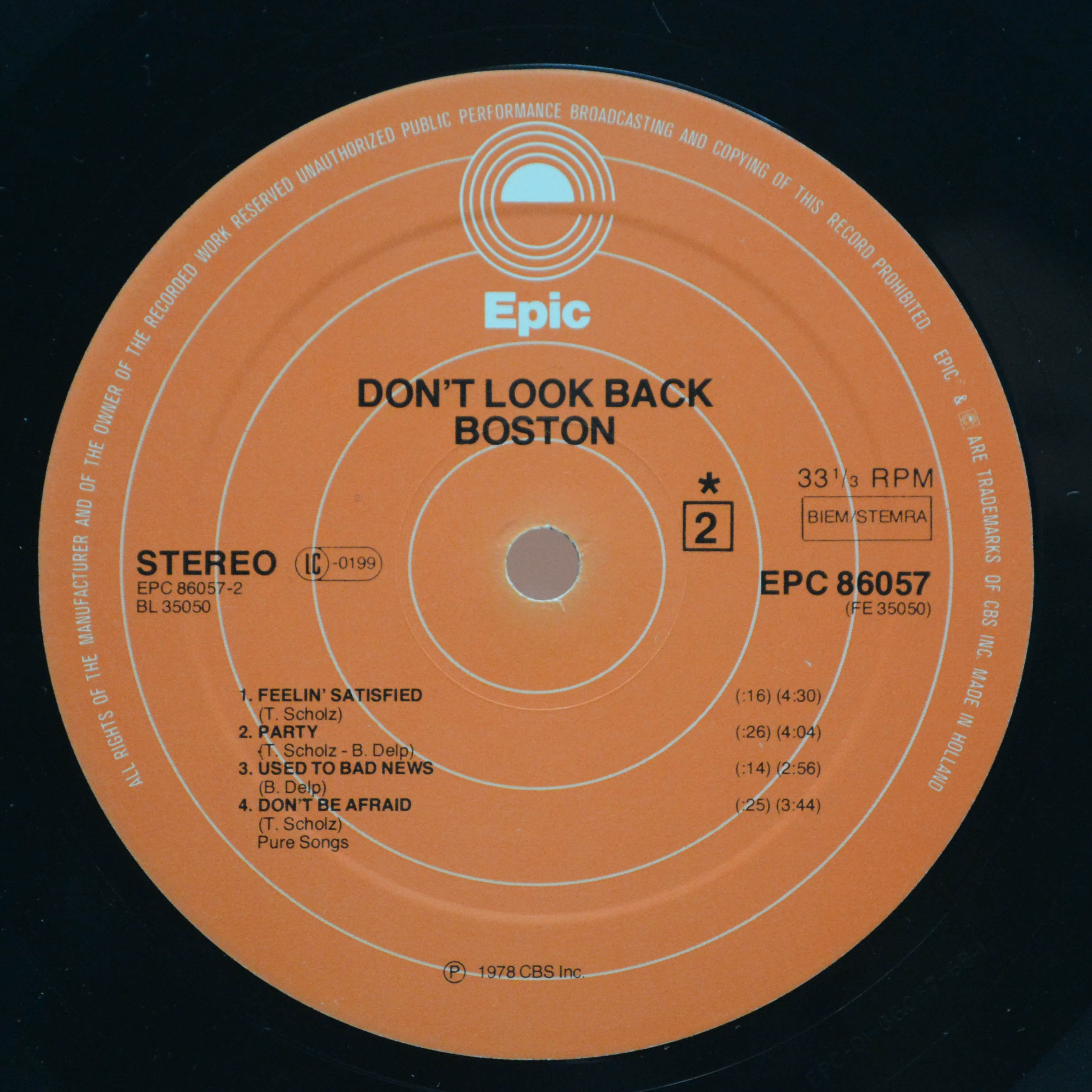 Виниловая пластинка Boston — Don't Look Back, 1978
