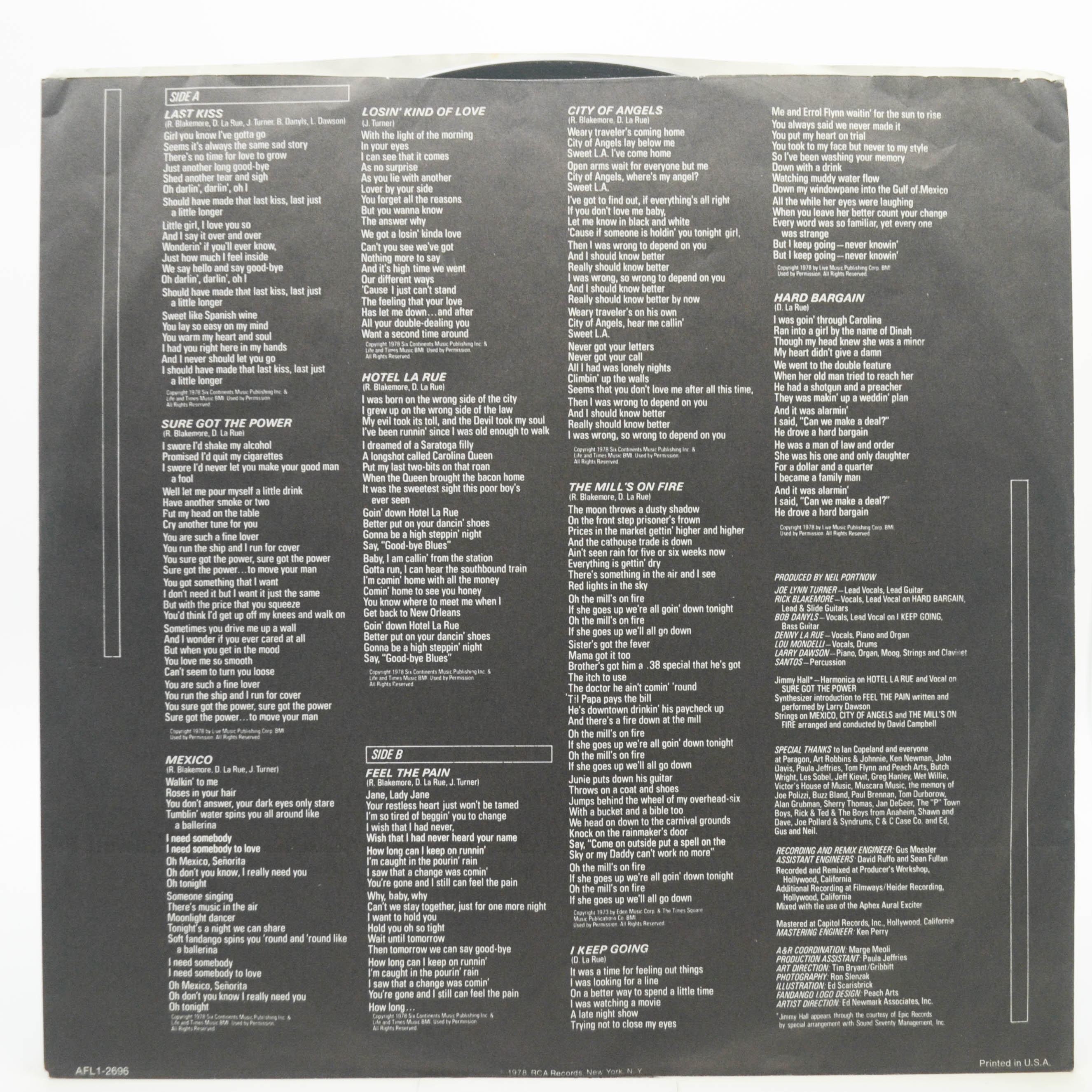 Виниловая пластинка Fandango — Last Kiss, 1978