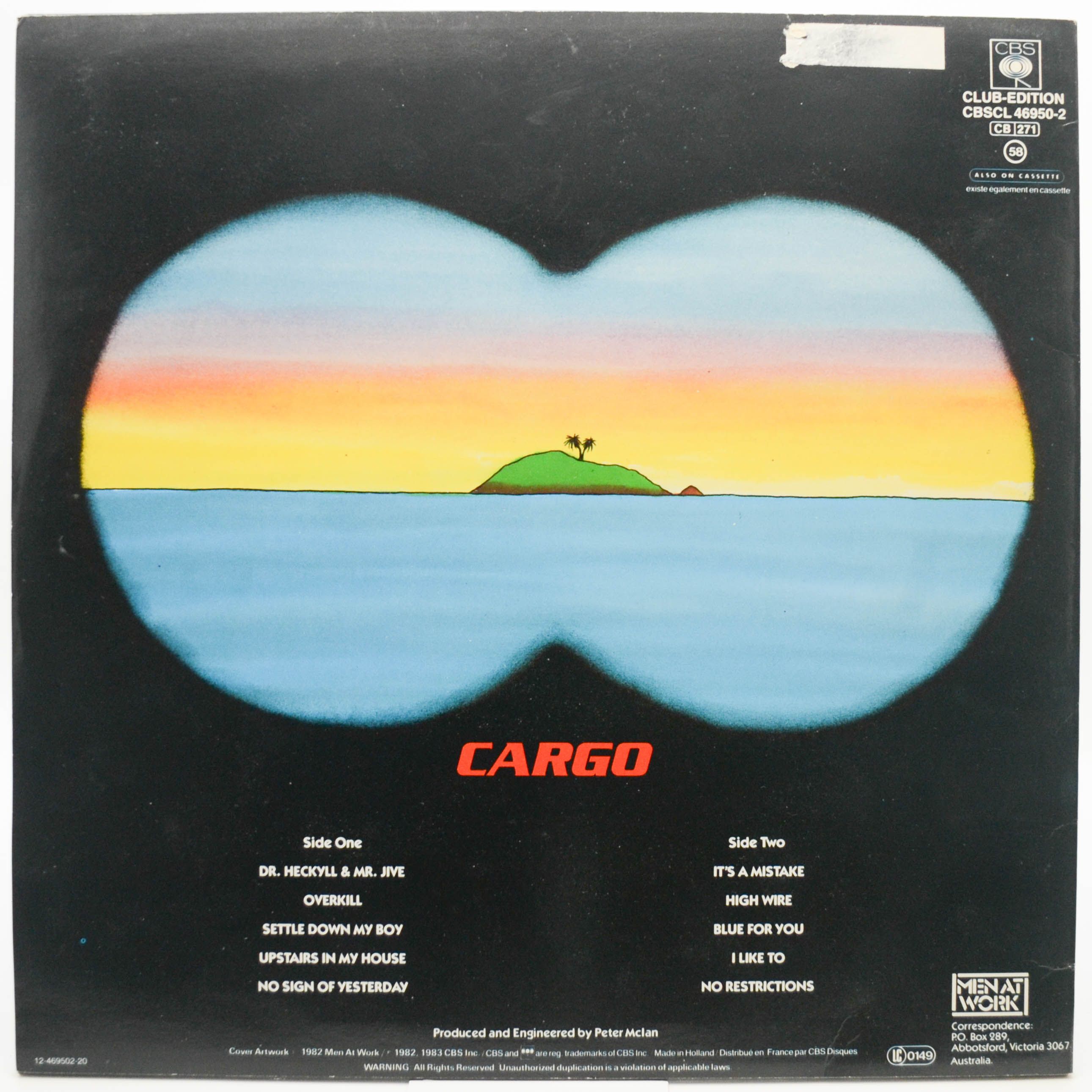 Виниловая пластинка Men At Work — Cargo, 1983