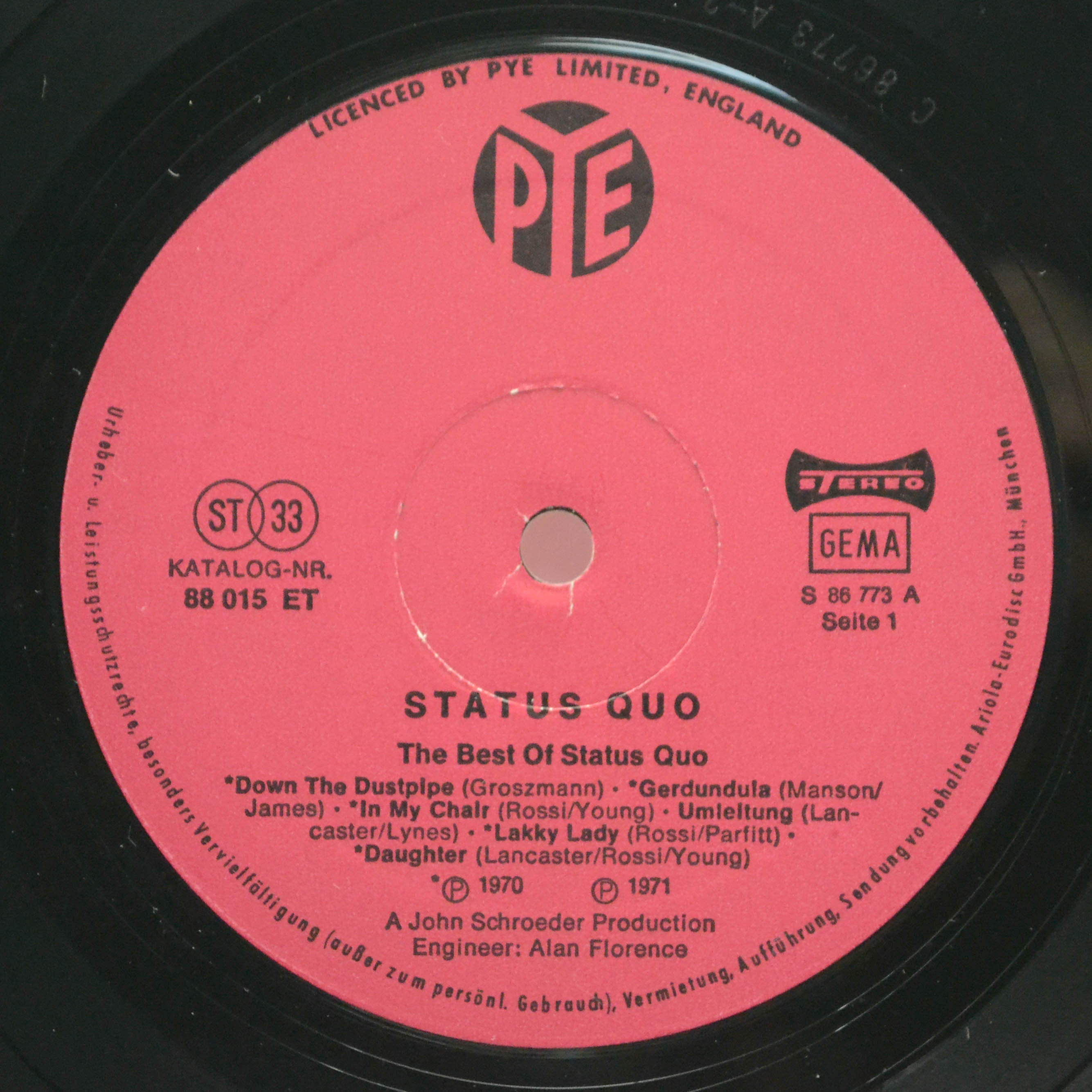 Виниловая пластинка Status Quo — The Best Of Status Quo, 1971