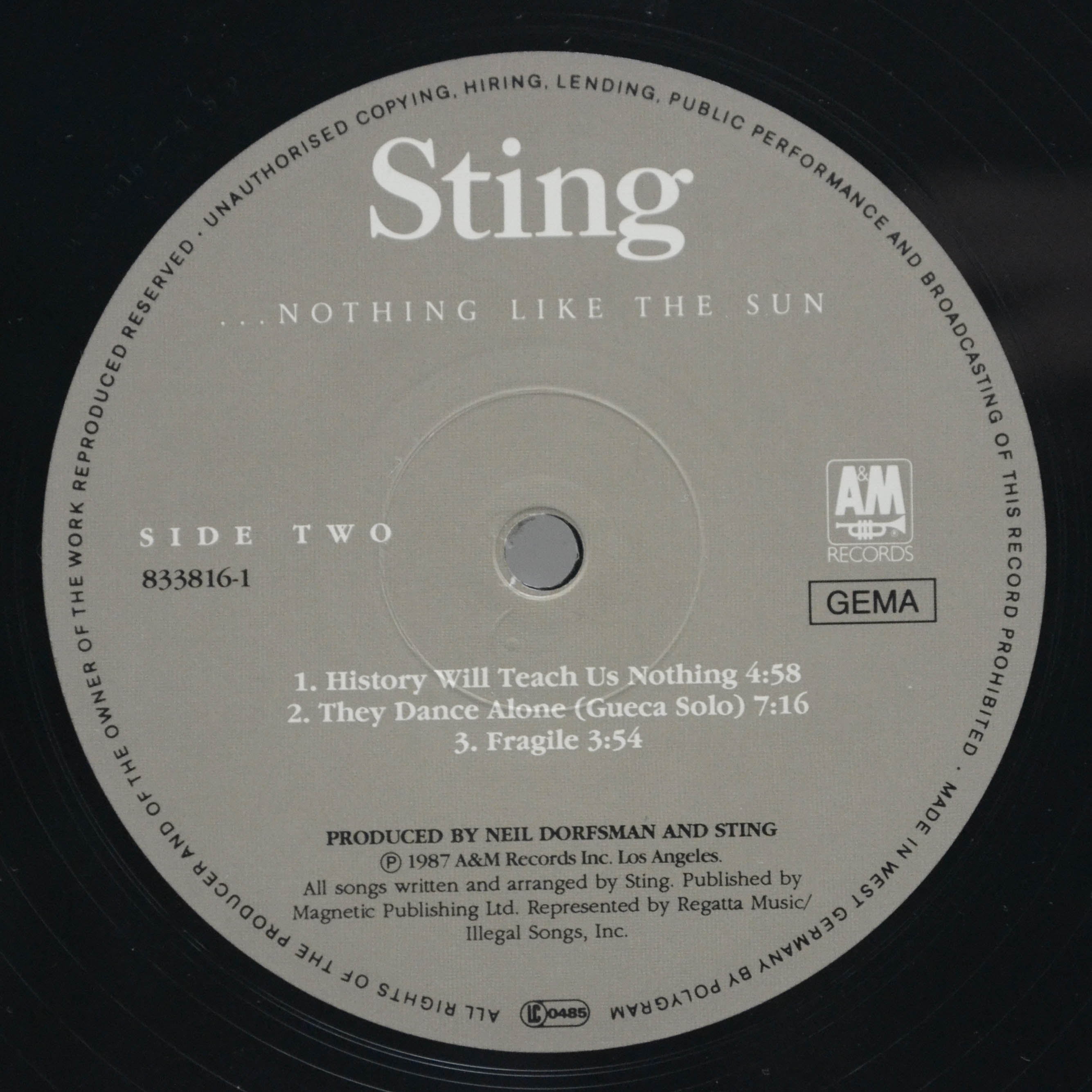 Виниловая пластинка Sting — ...Nothing Like The Sun (2LP), 1987