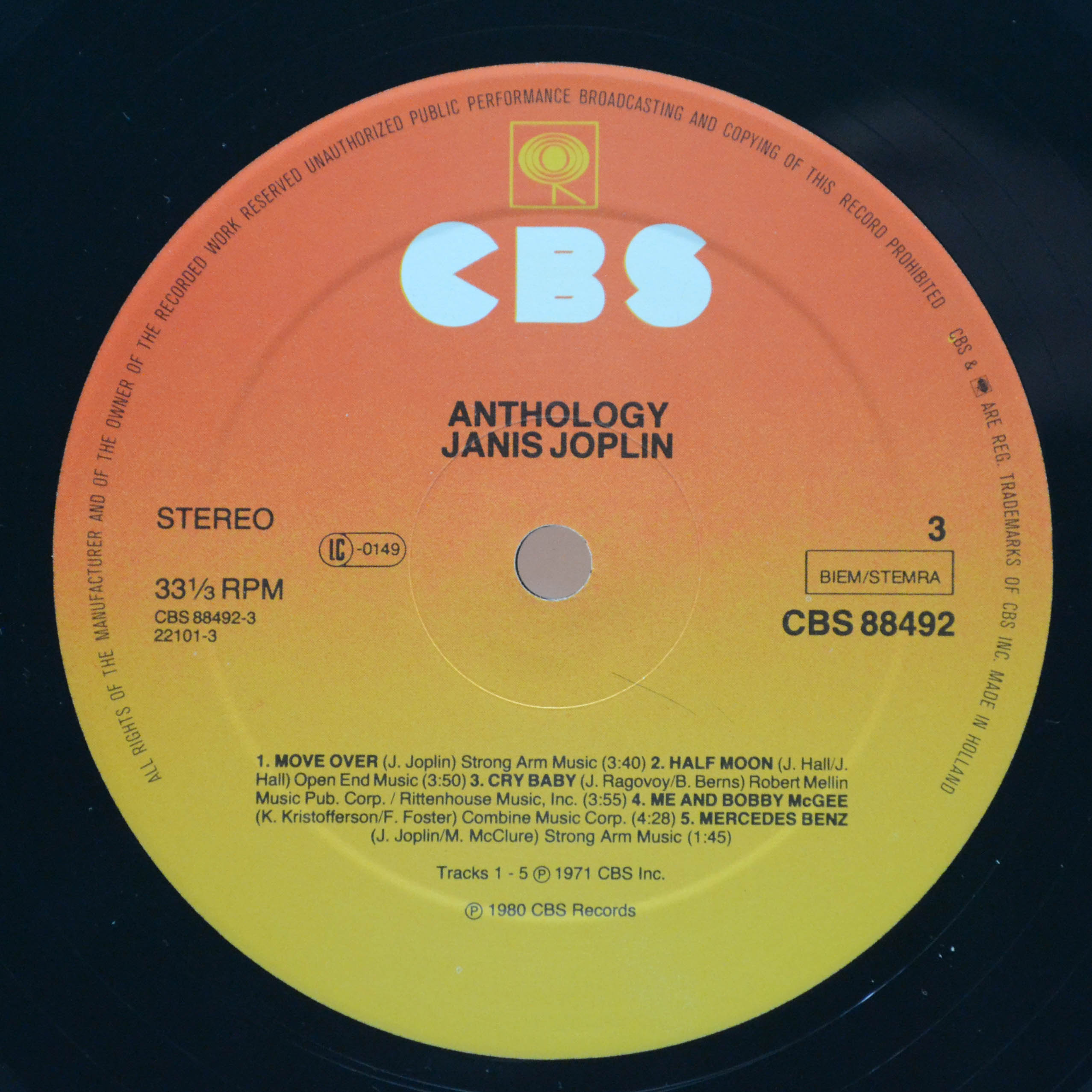 Janis Joplin — Anthology (2LP), 1980