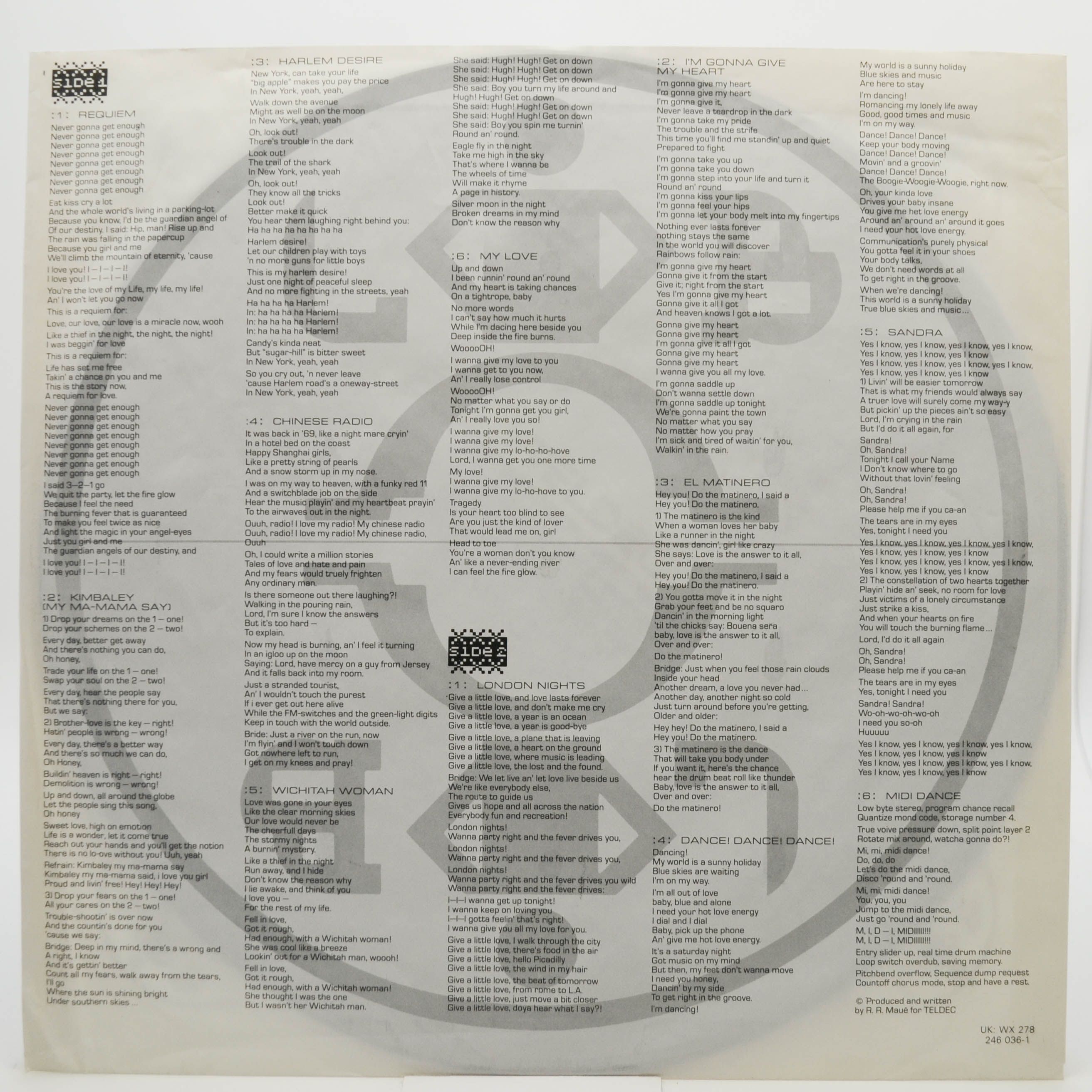 Виниловая пластинка London Boys — The Twelve Commandments Of Dance, 1989