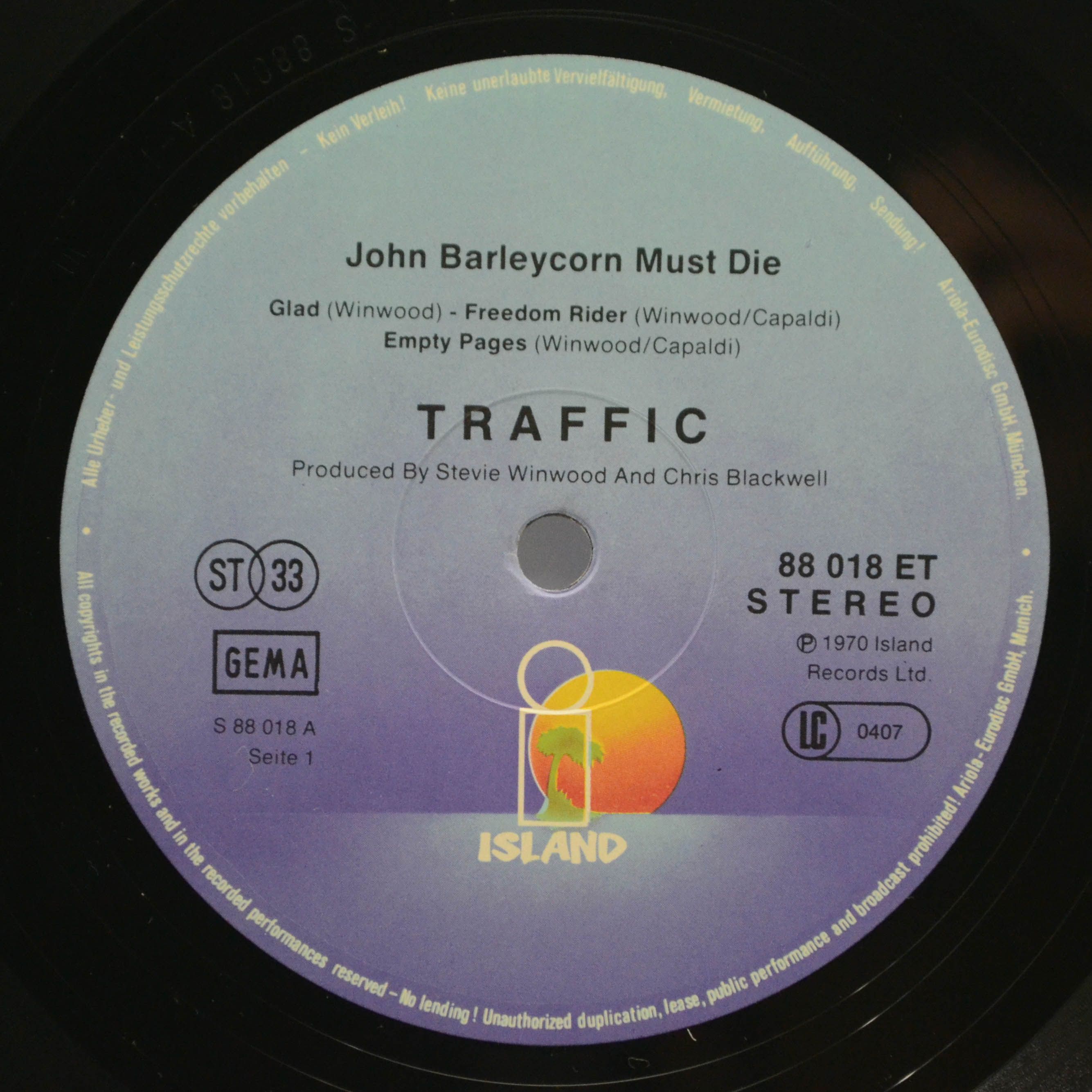 Виниловая пластинка Traffic — John Barleycorn Must Die, 1970