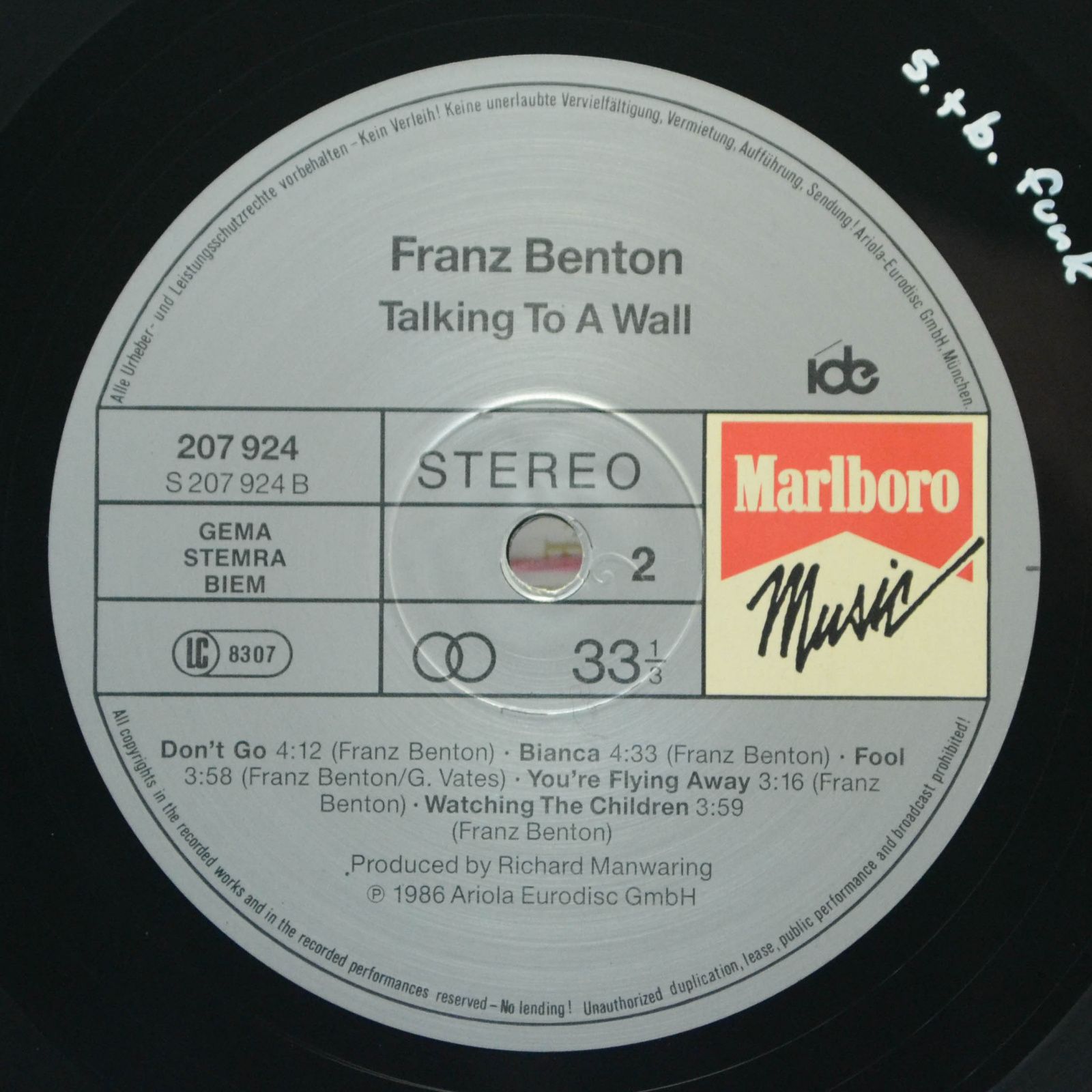 Виниловая пластинка Franz Benton — Talking To A Wall, 1986