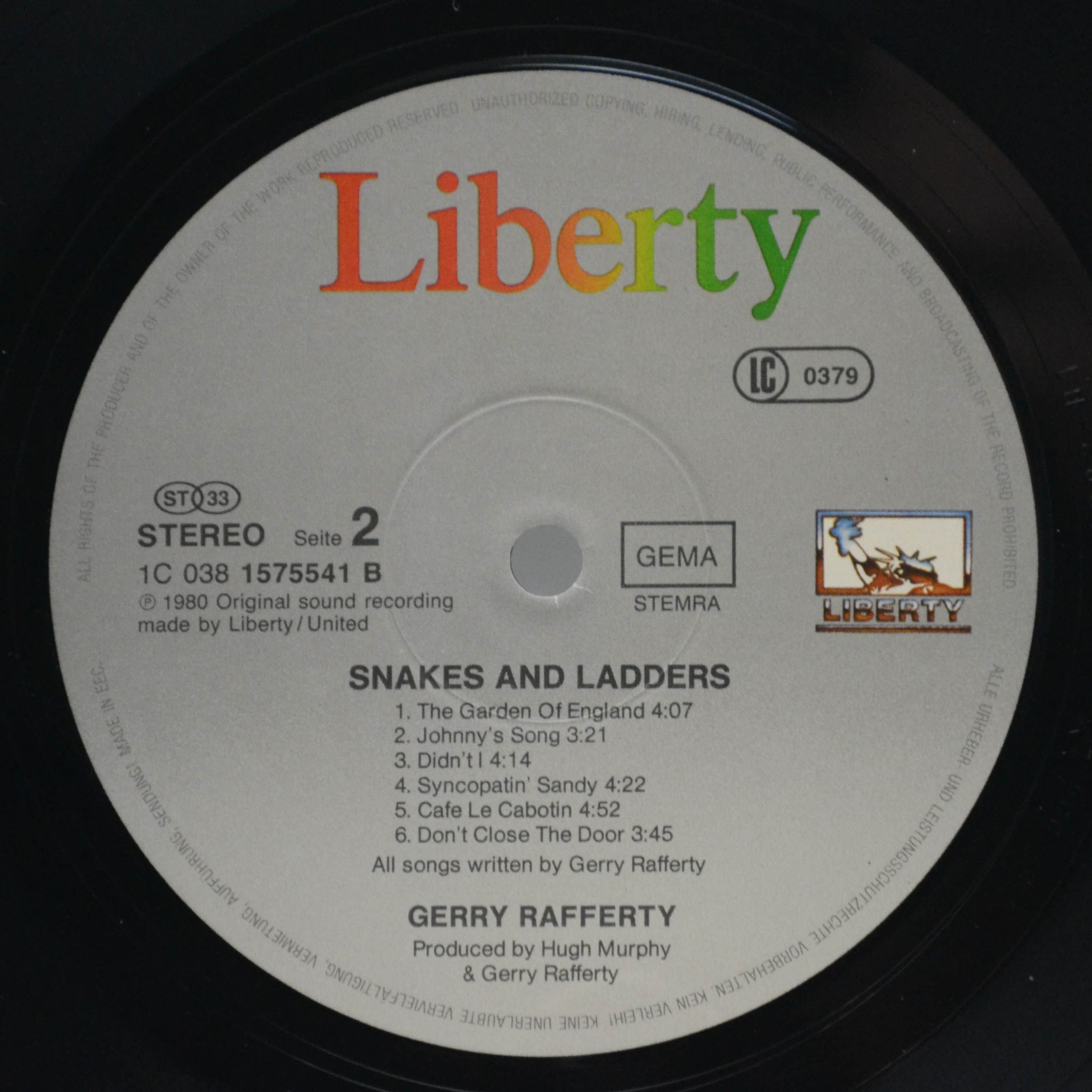 Виниловая пластинка Gerry Rafferty — Snakes And Ladders, 1980