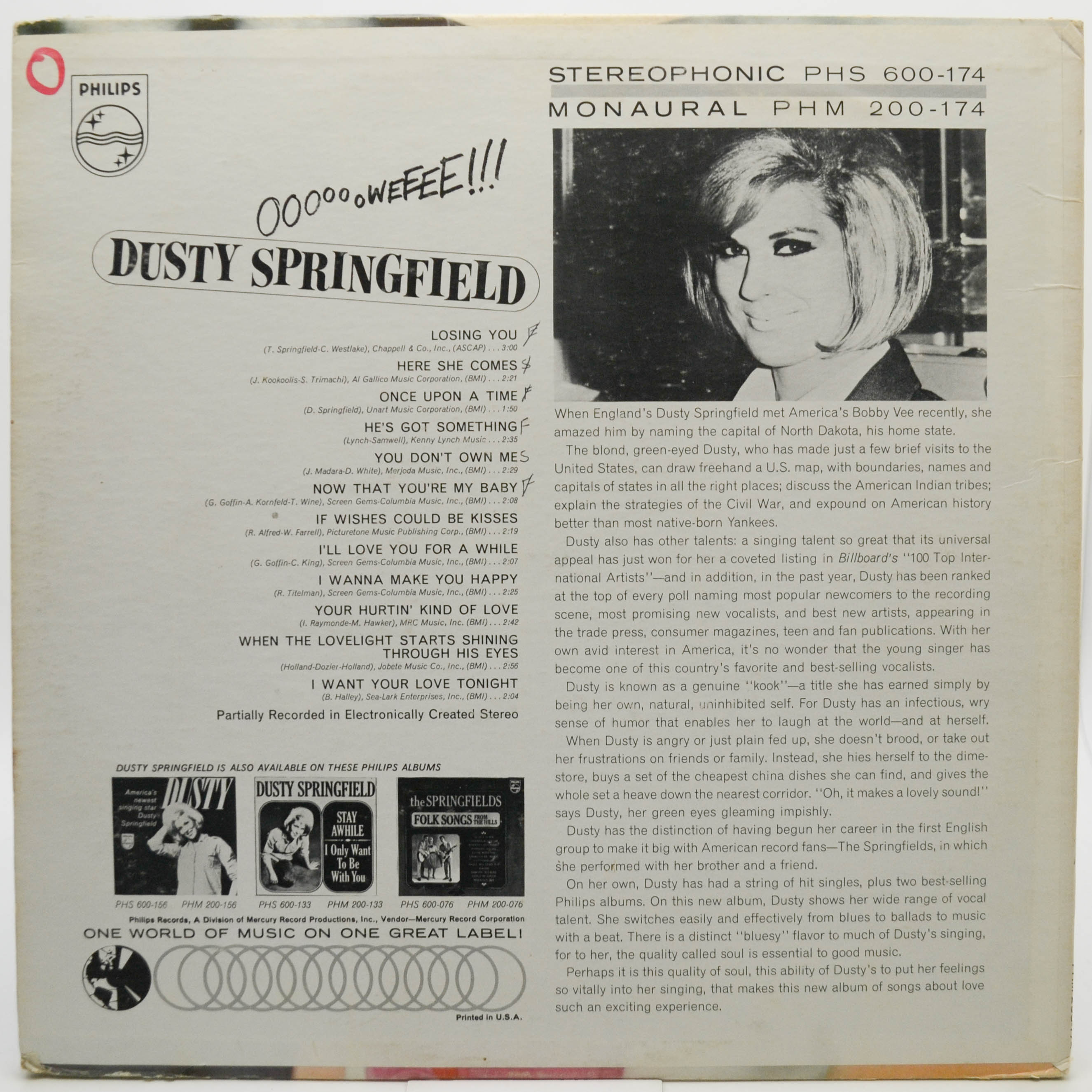 Dusty Springfield — OoooooWeeee!!! (USA), 1965