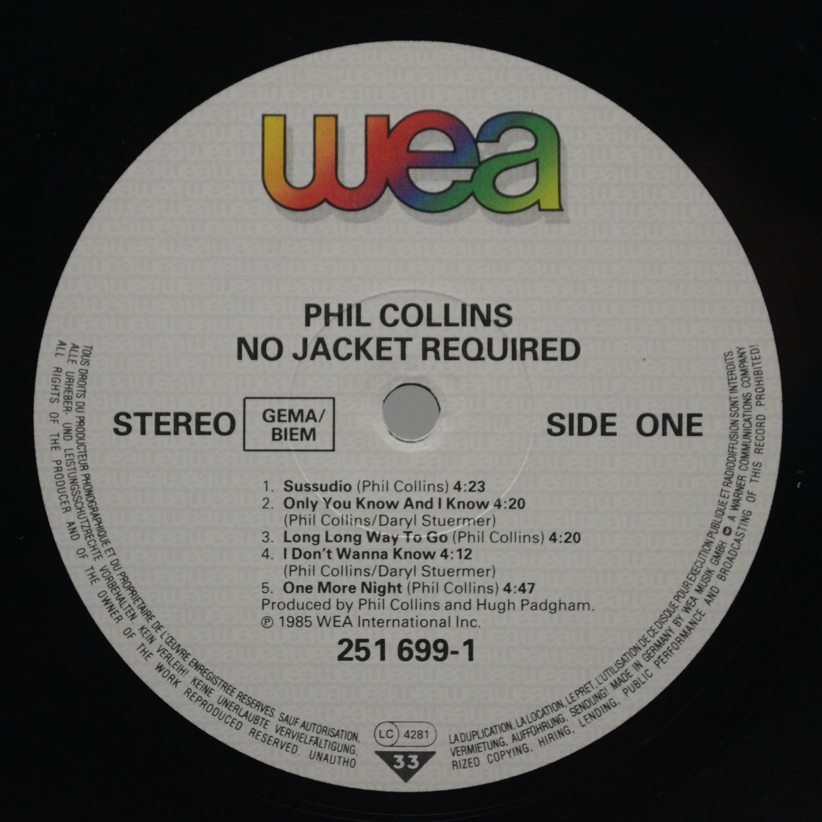 Phil Collins — No Jacket Required, 1985