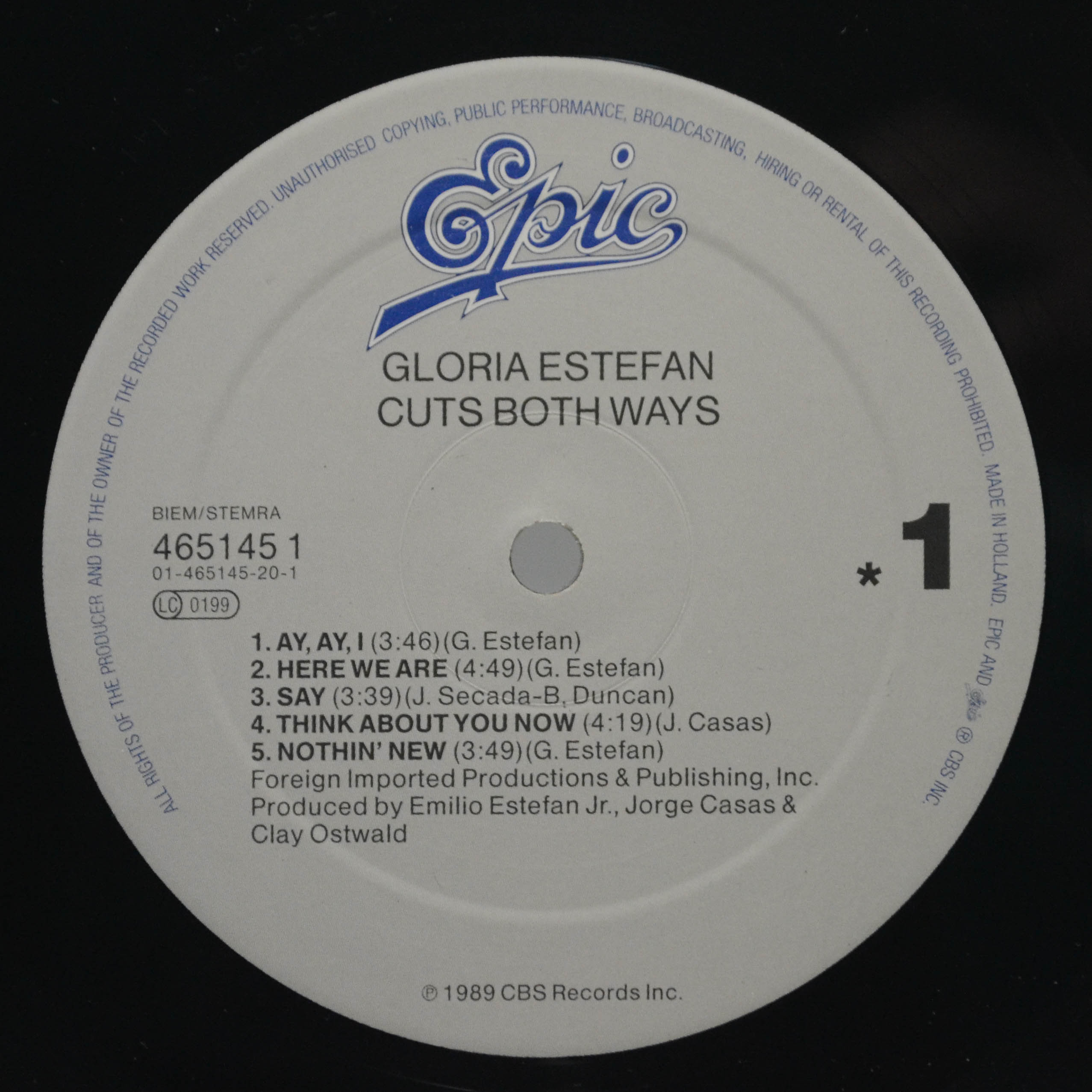 Виниловая пластинка Gloria Estefan — Cuts Both Ways, 1989