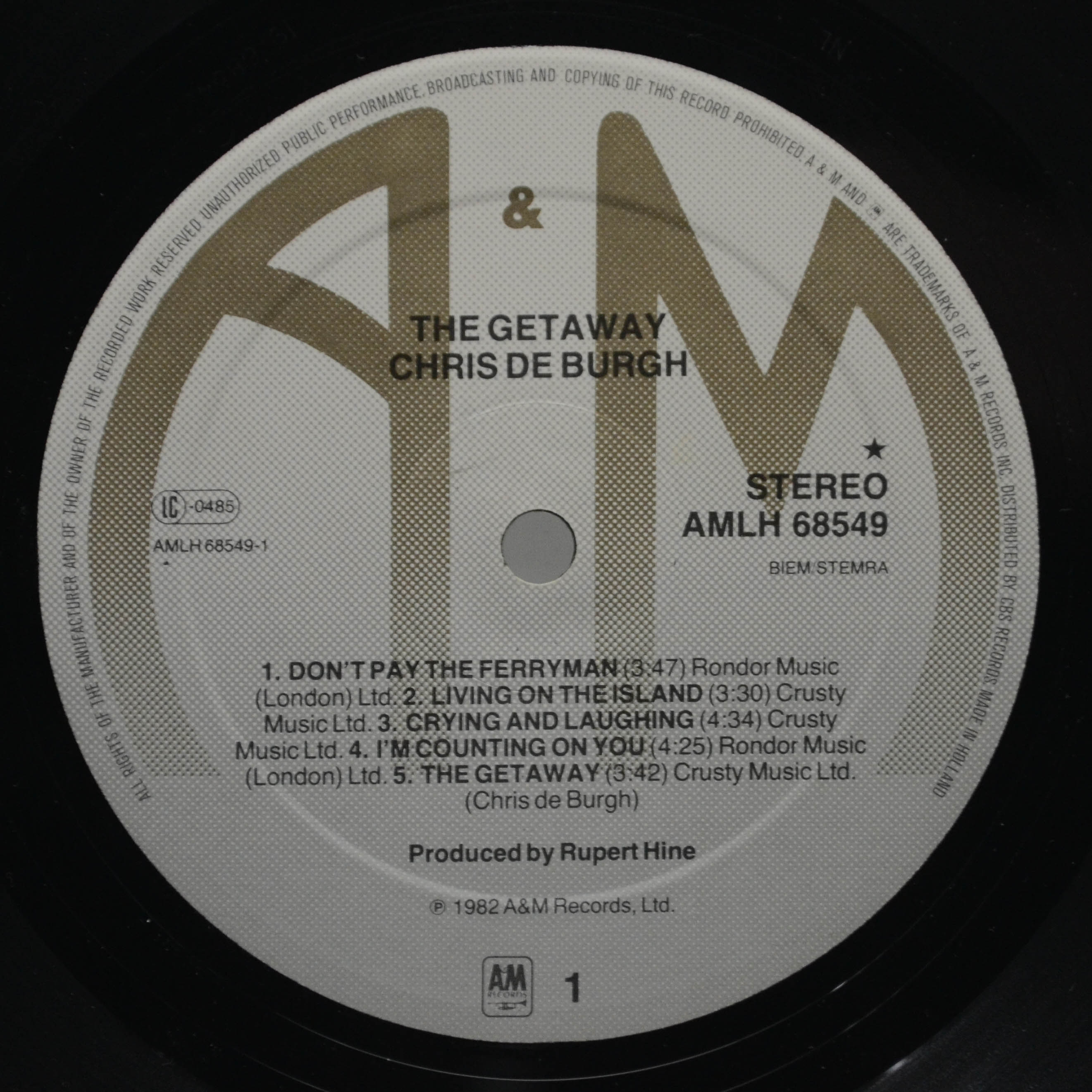 Виниловая пластинка Chris de Burgh — The Getaway, 1982