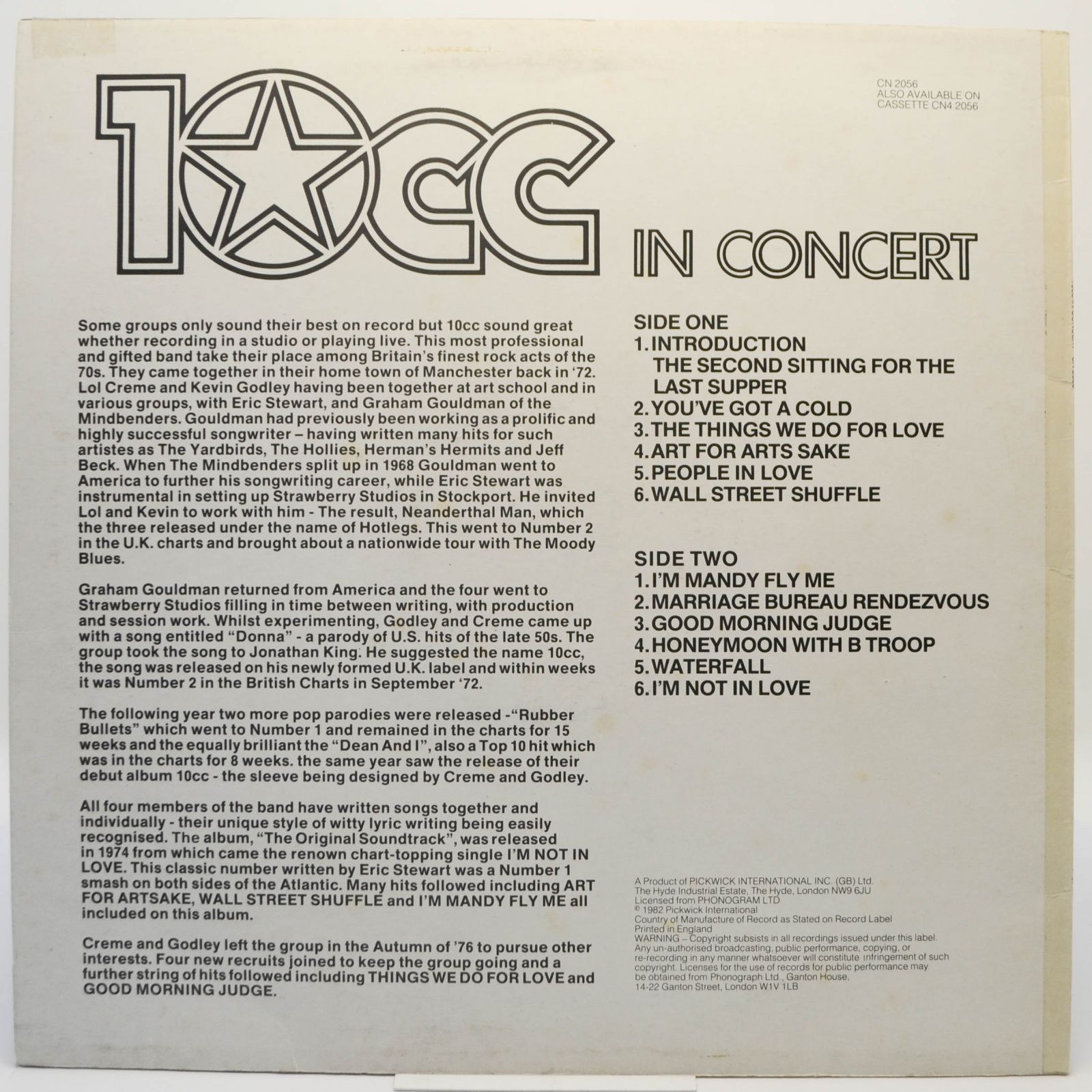 Виниловая пластинка 10cc — 10cc In Concert (UK), 1982